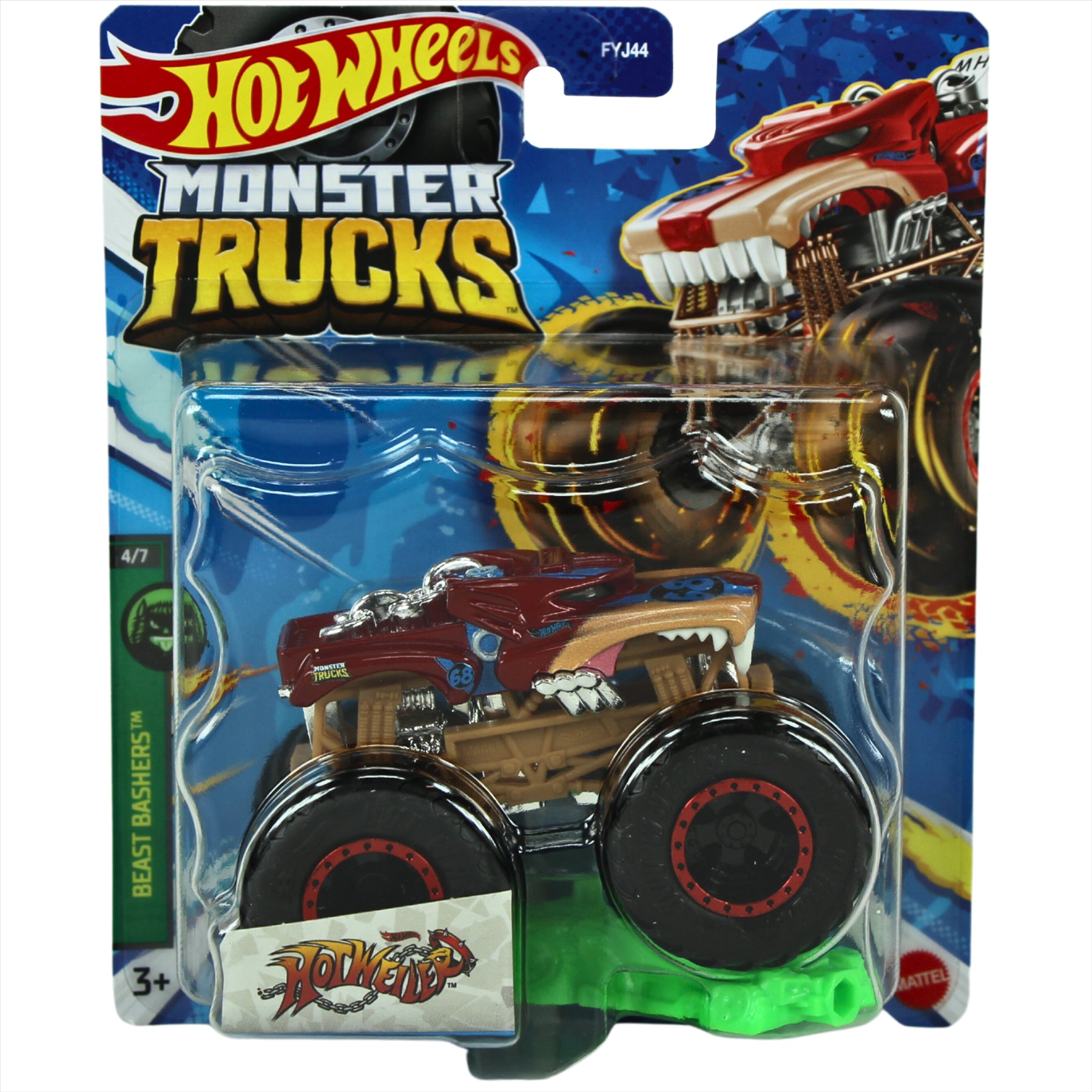 Hot Wheels Monster Trucks 2023 1:64 Scale Beast Bashers 4/7 Hotweiler - Toptoys2u