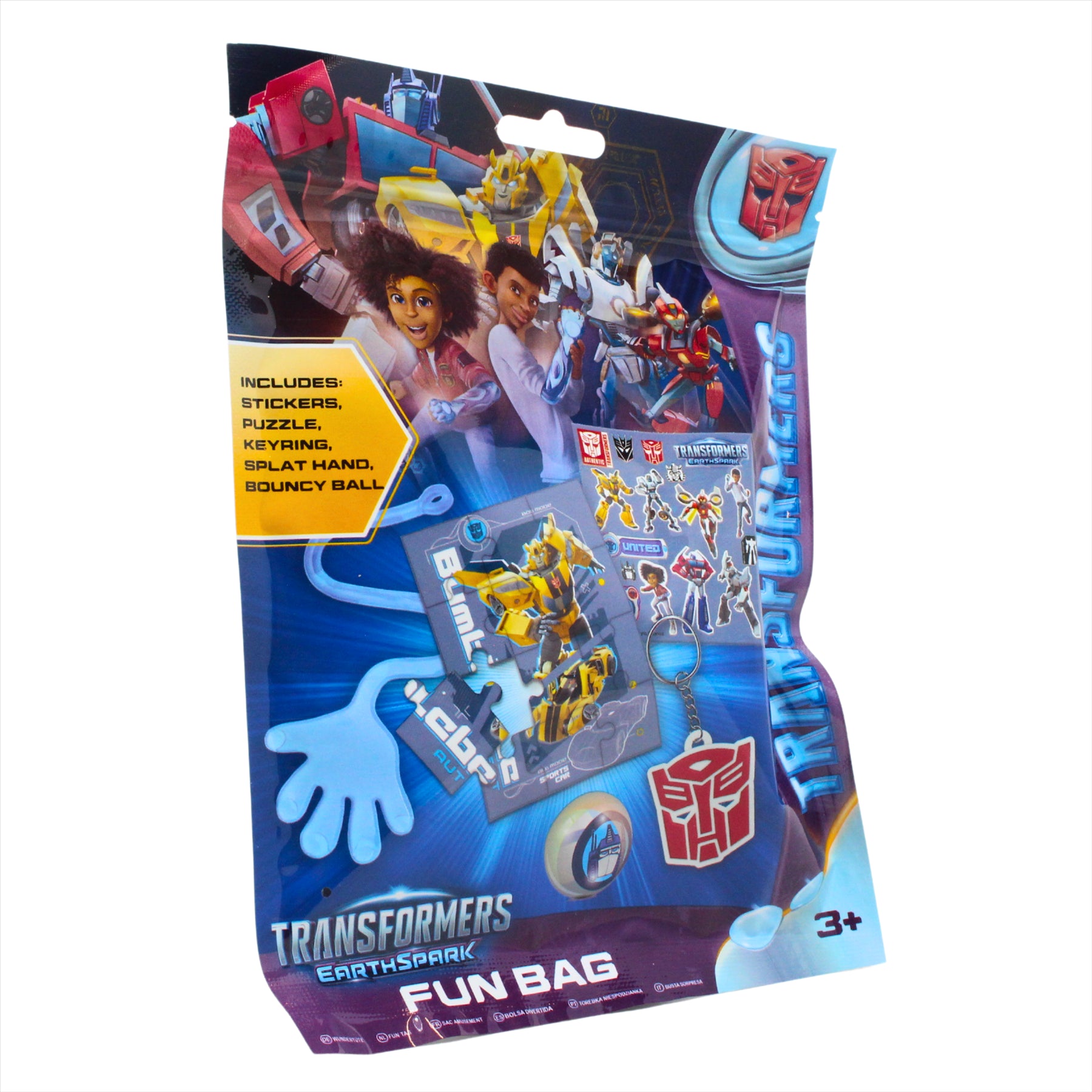 Transformers EarthSpark 5-Piece Fun Bag - Includes Stickers, Puzzle, Keyring, Splat Hand, and Bouncy Ball - Toptoys2u