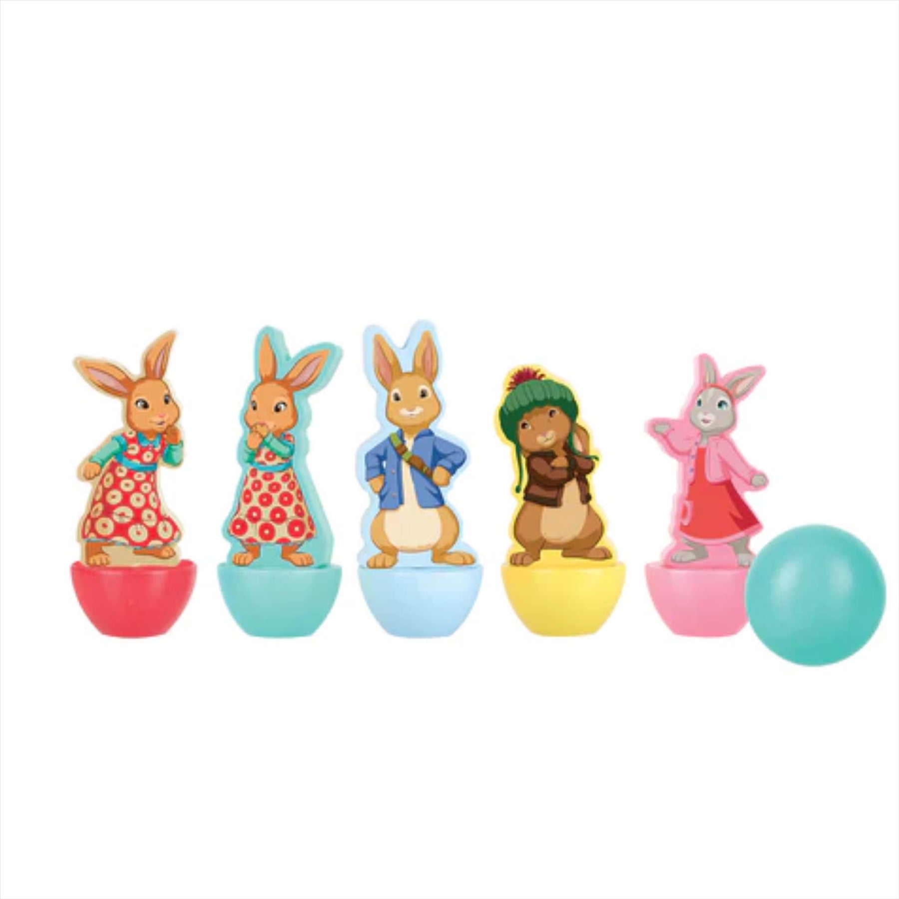 Peter Rabbit Children's Set of 5 Wooden 9cm Toy Character Skittles - Toptoys2u