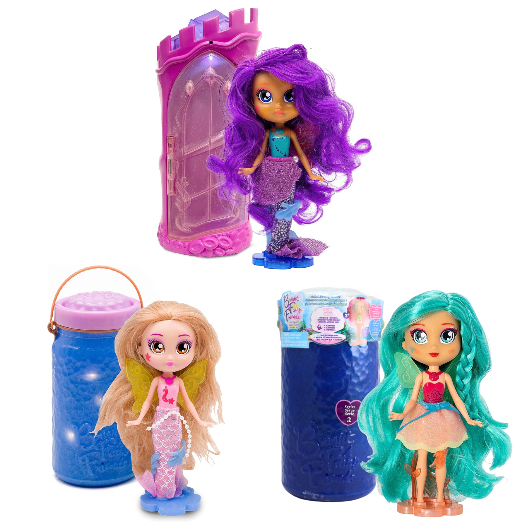 BFF Bright Fairy Friends Shine Together Mermaid and Fairy Doll Figure Blind Boxes - Pack of 3 - Toptoys2u