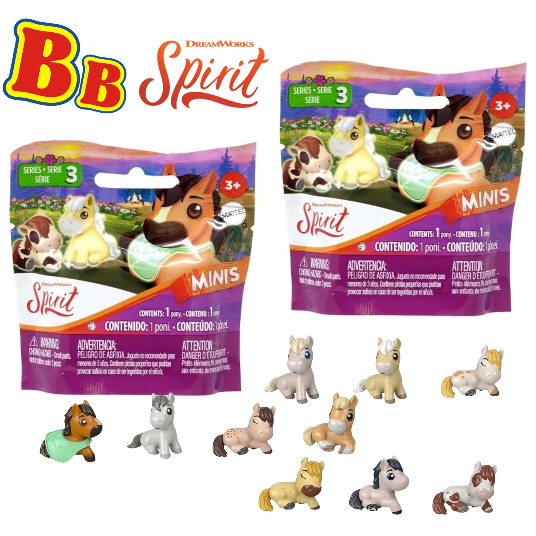 Spirit Untamed Minis - Precious Ponies Series 3 Blind Bag Party Favours - Guaranteed no Duplicates - Pack of 2 - Toptoys2u