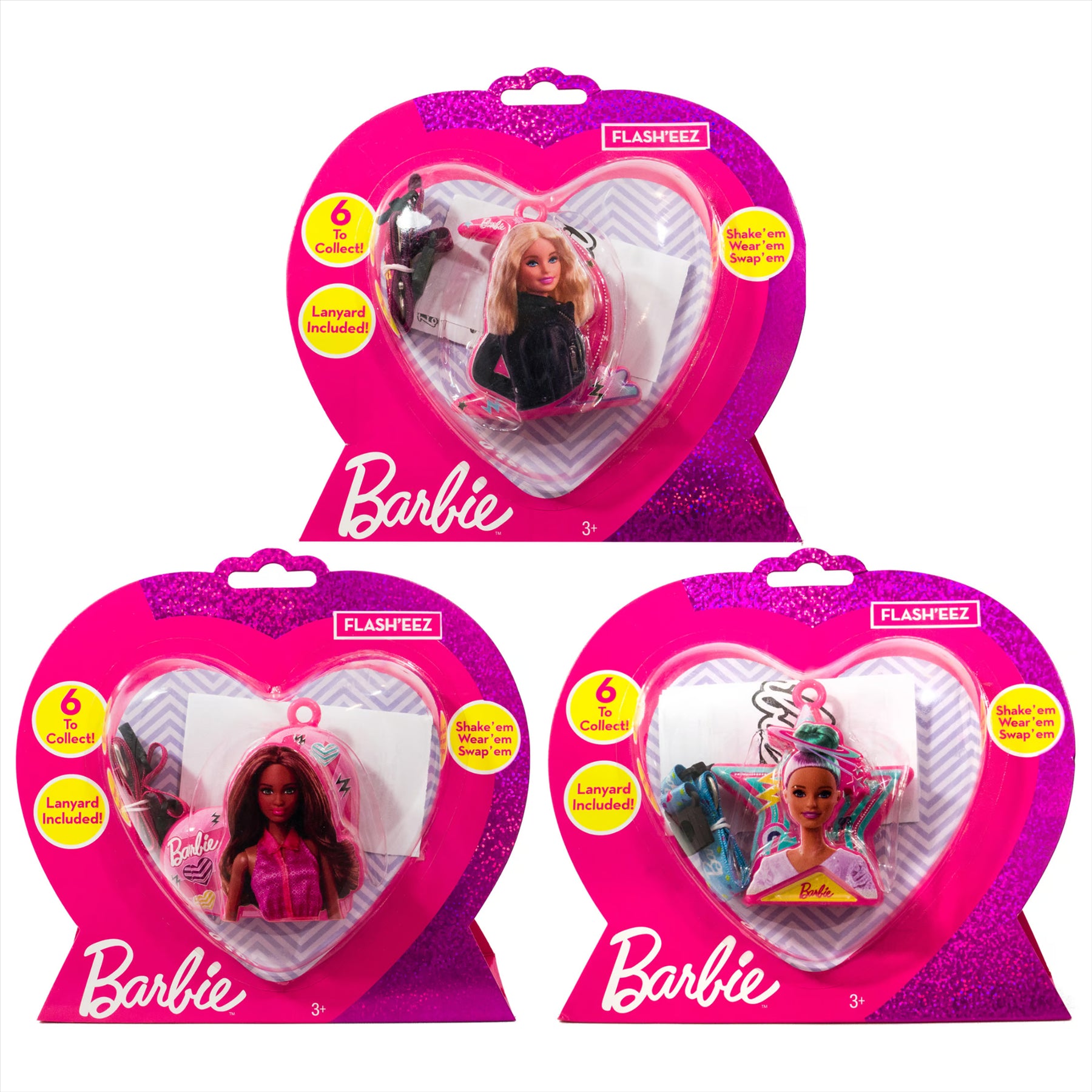 Barbie Flash'Eez Light-Up Character Toy Accessory with Lanyard - Pack of 3 - Toptoys2u