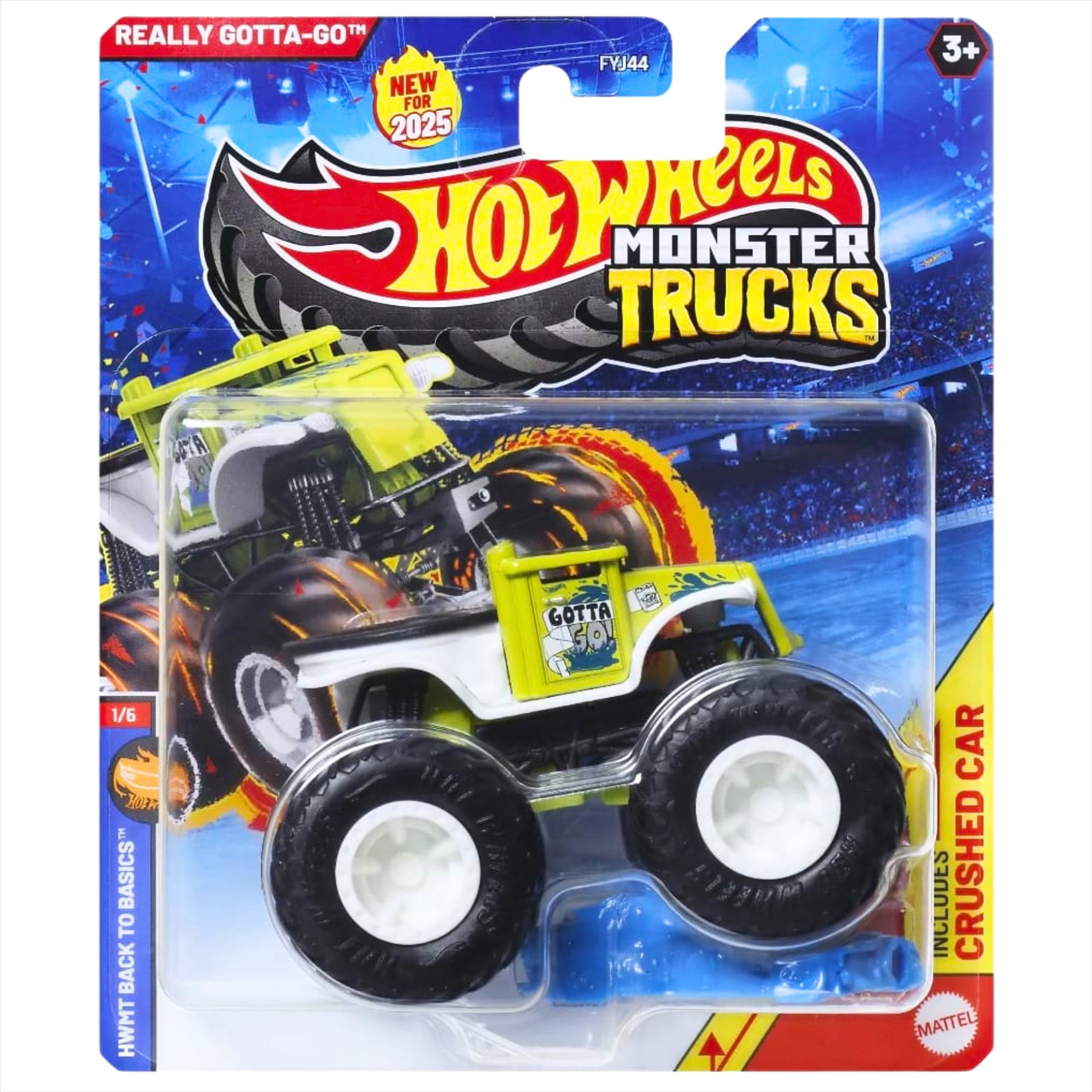 Hot Wheels Monster Trucks HWMT Back to Basics 1/6 Really Gotta-Go Collectible Toy 1:64 Scale Diecast Model Vehicle - JCD65 - Toptoys2u