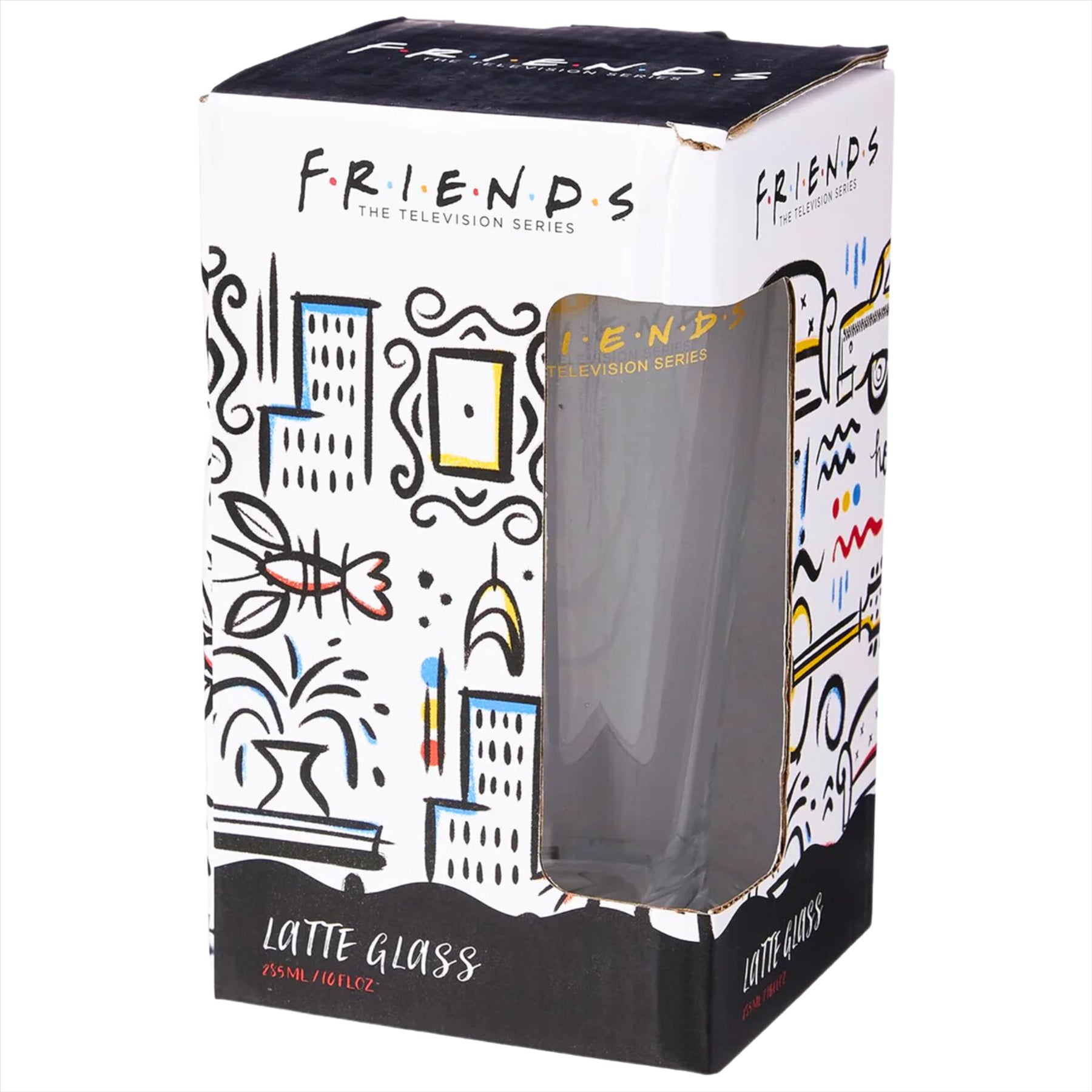 Friends TV Show Latte Glass, Wireless Phone Charger, and Pencil Case - 3-Piece Merchandise Bundle - Toptoys2u