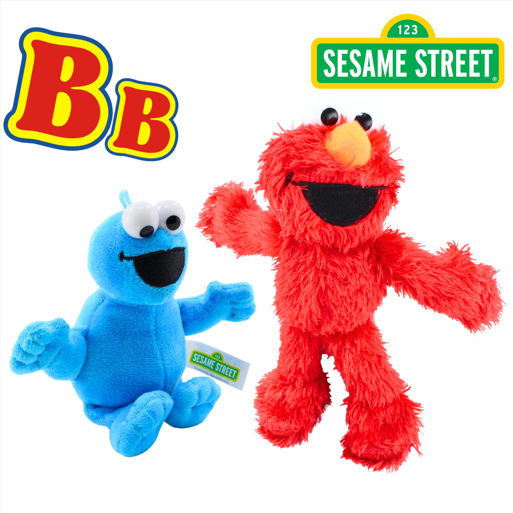 Sesame Street Super Soft Elmo 21cm and Cookie Monster 15cm Gift Quality Plush Toy Bundle - Toptoys2u