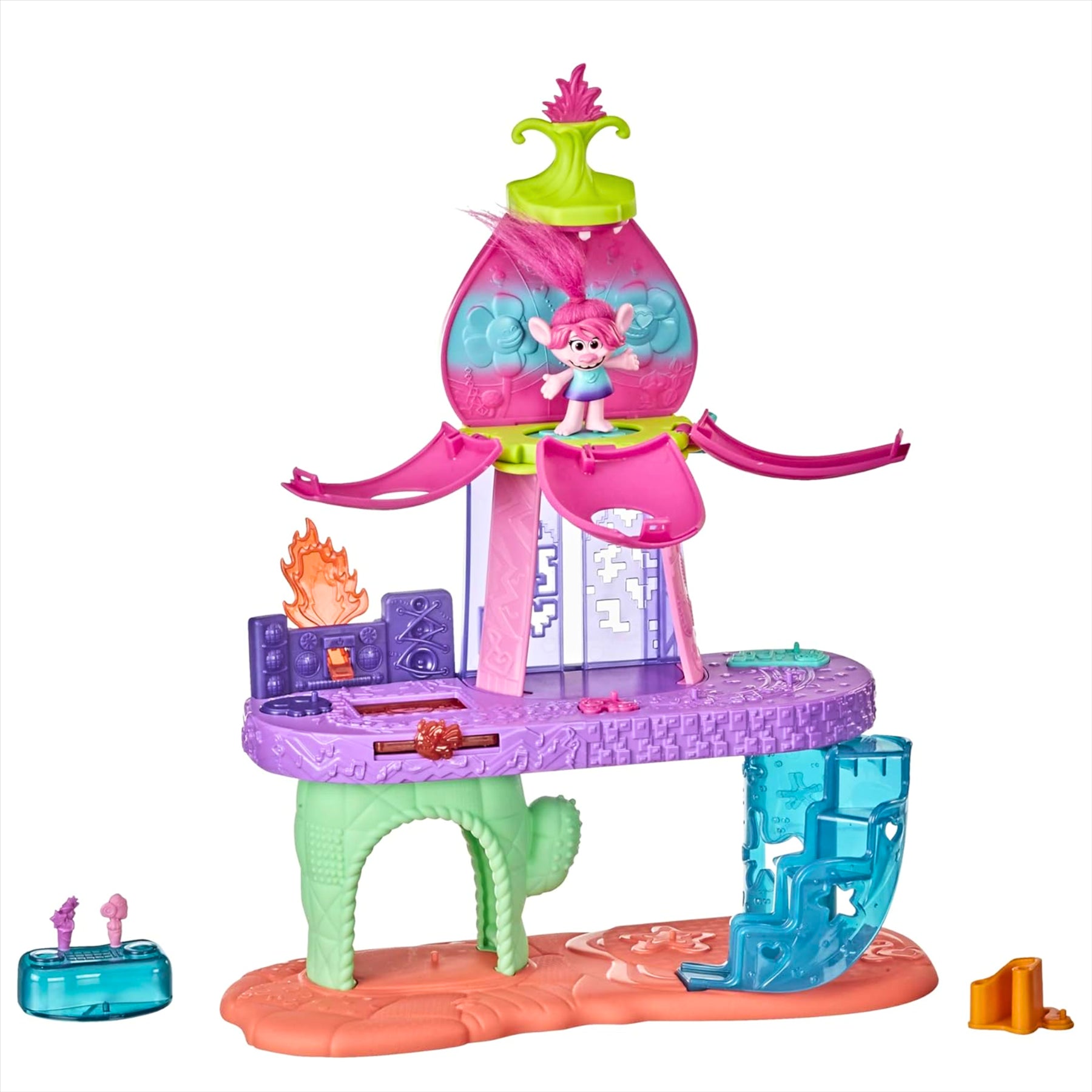 Trolls World Tour Blooming Pod Stage Musical Toy Playset with Poppy Figure - Plays 3 Different Songs - Toptoys2u