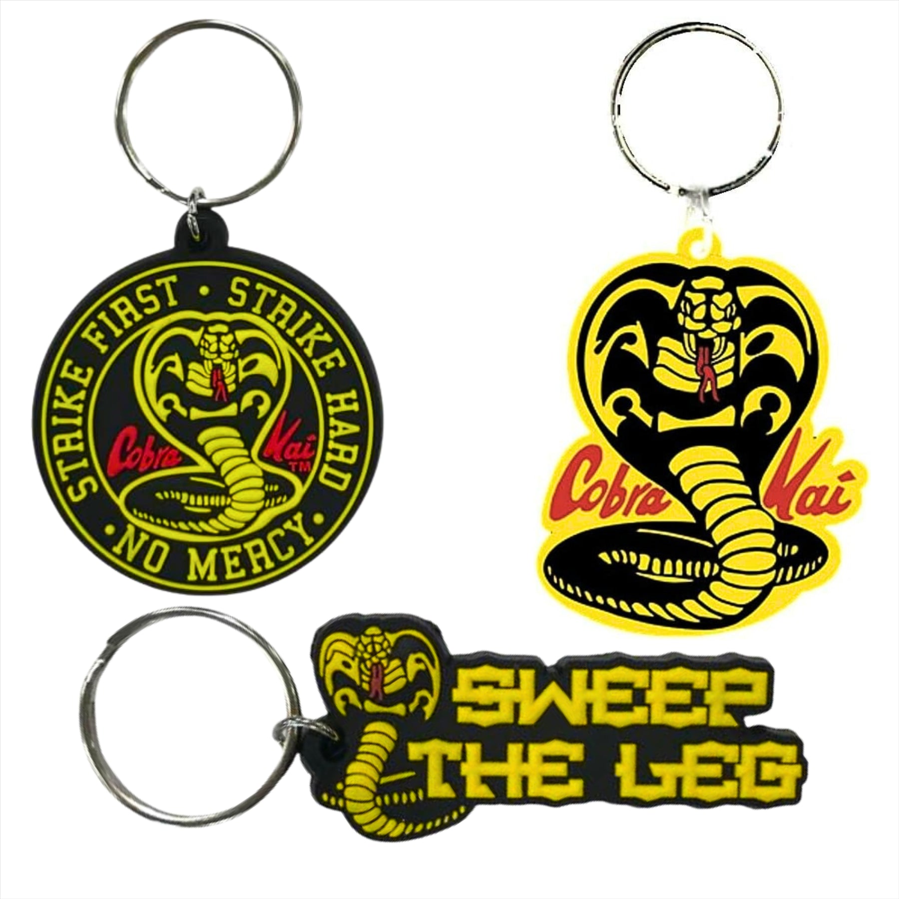 Cobra Kai Keychain Gift Set - No Mercy, Cobra Logo, Sweep the Leg - Pack of 3 - Toptoys2u