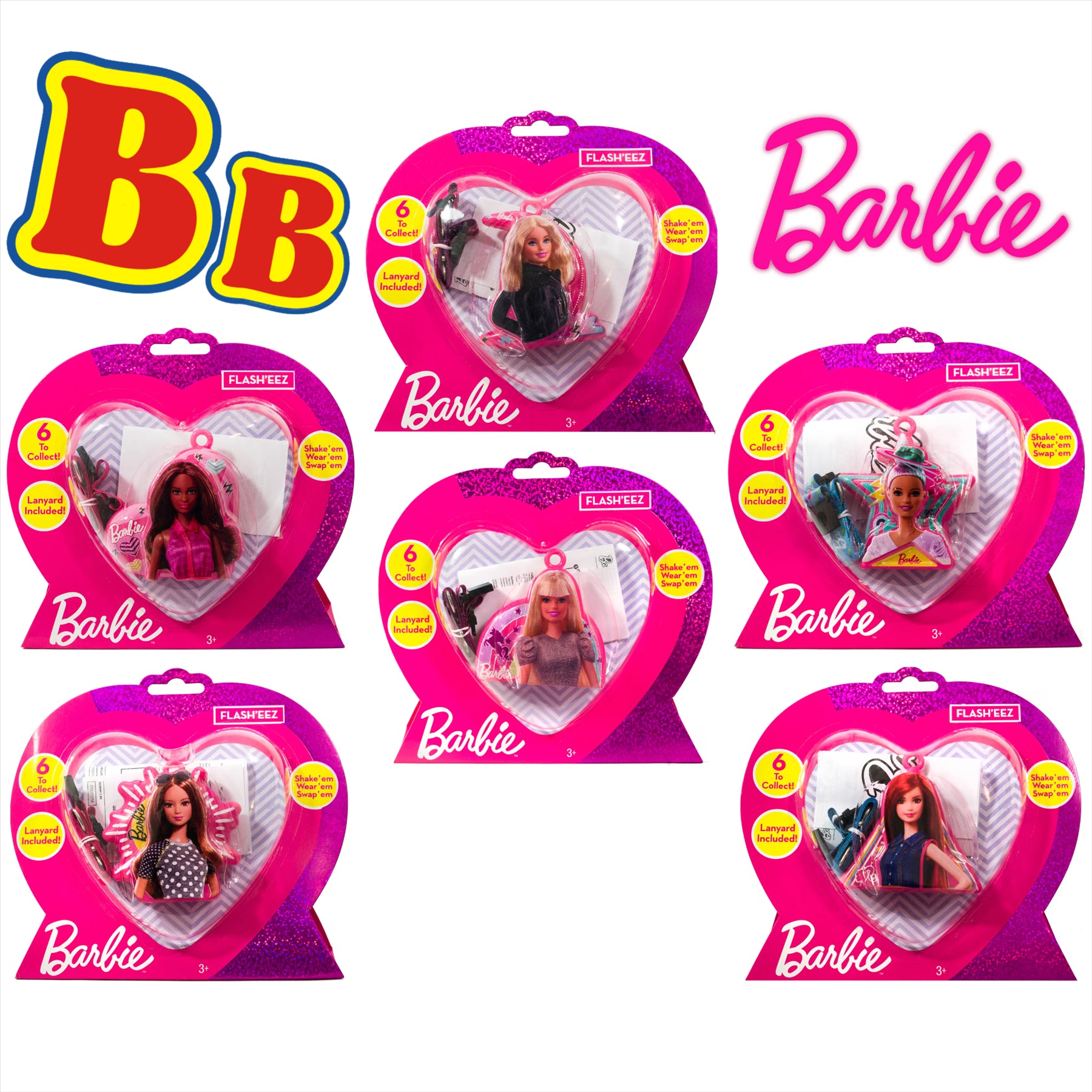 Barbie Flash'Eez Light-Up Character Toy Accessory with Lanyard - Pack of 6 - Toptoys2u