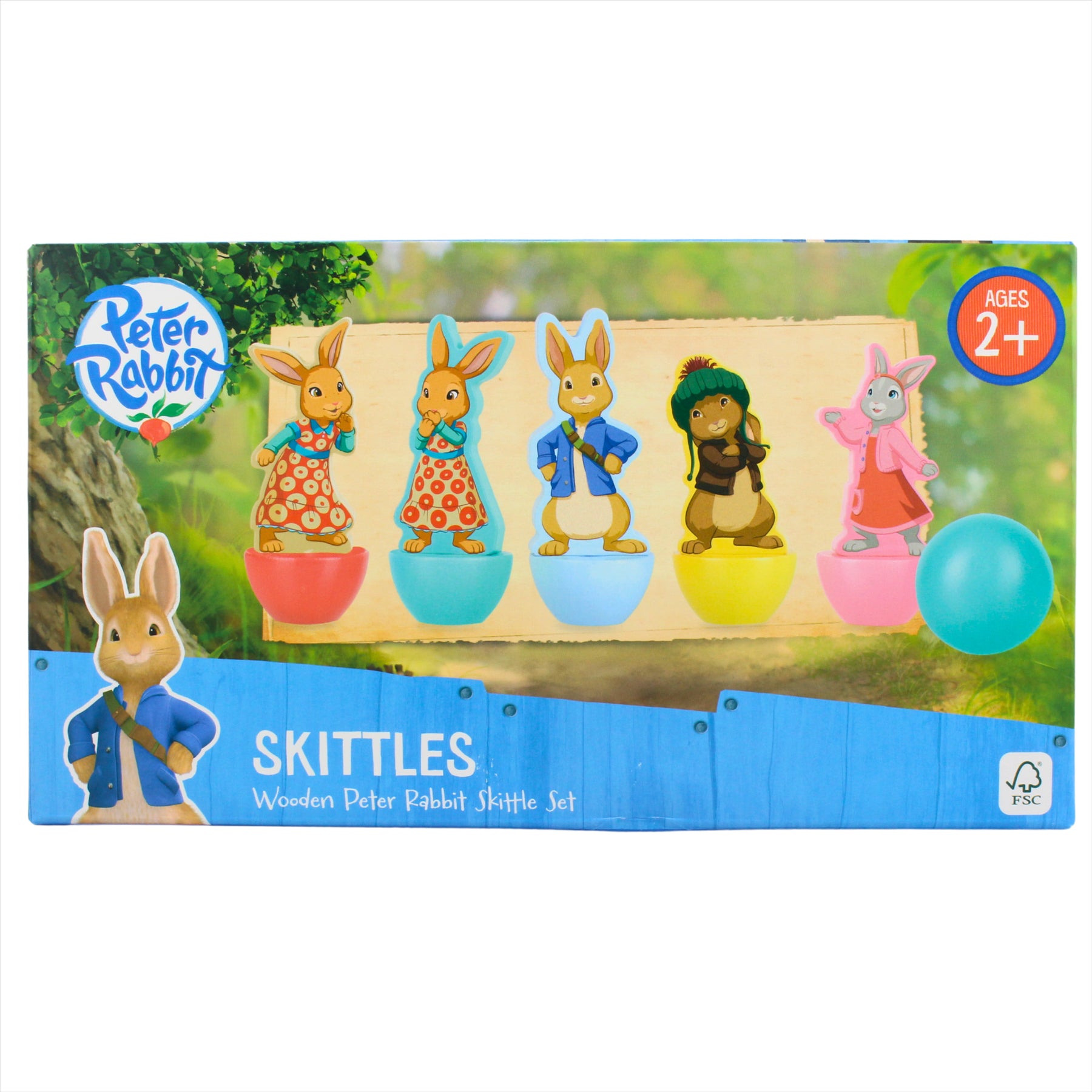 Peter Rabbit Children's Set of 5 Wooden 9cm Toy Character Skittles - Toptoys2u