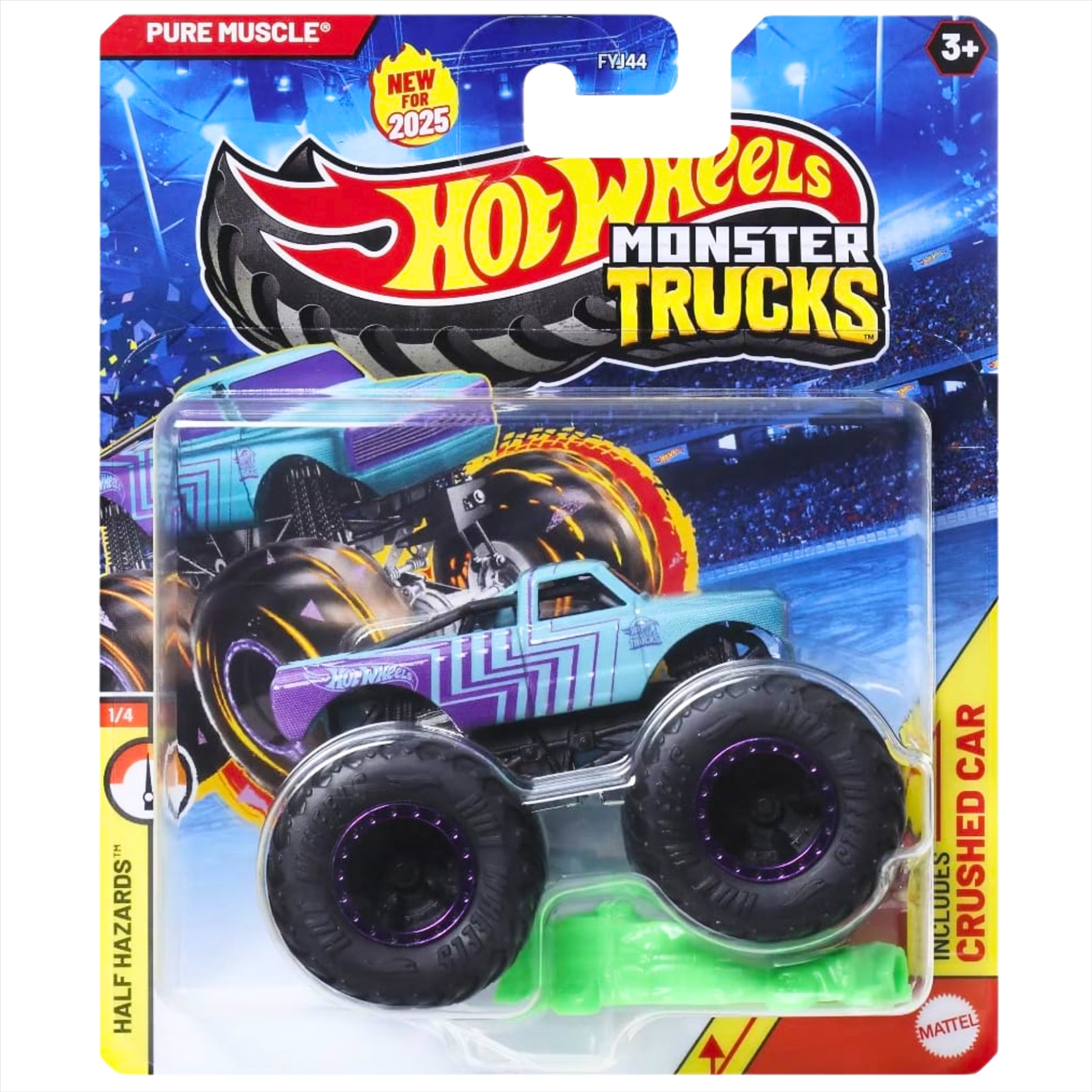 Hot Wheels Monster Trucks Half Hazards 1/4 Pure Muscle Collectible Toy 1:64 Scale Diecast Model Vehicle - JCF08) - Toptoys2u