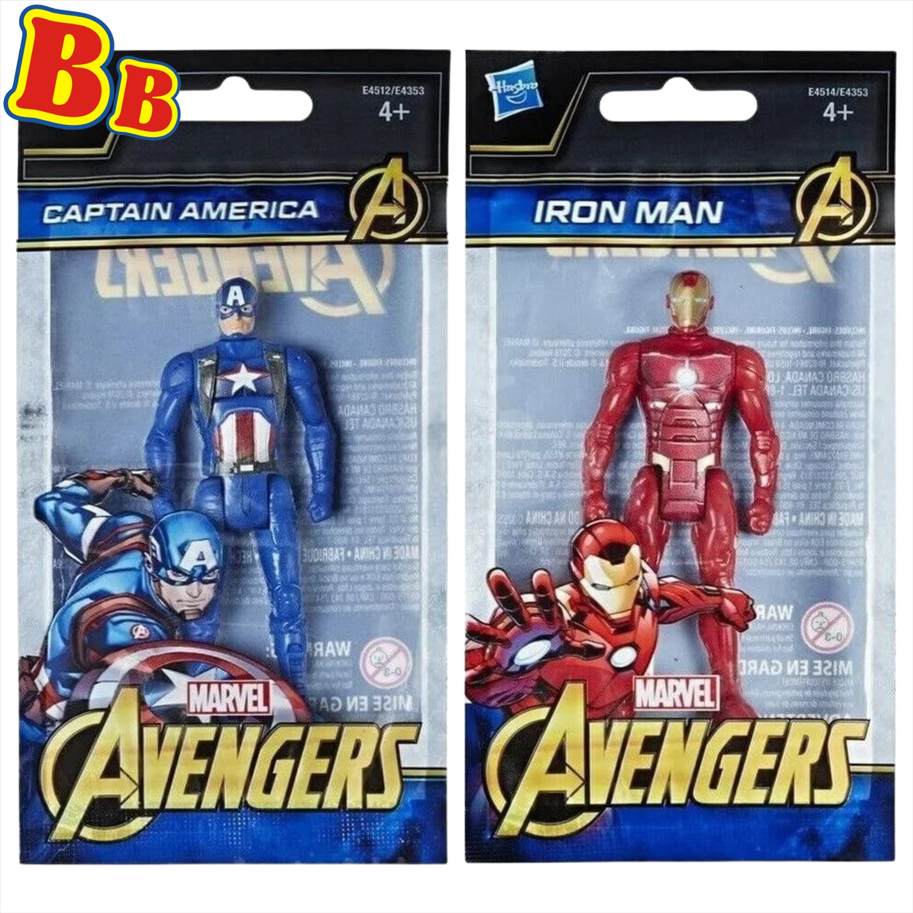 Marvel Avengers Captain America and Iron Man Miniature Articulated 9.5cm Toy Action Figures Bundle - Pack of 2