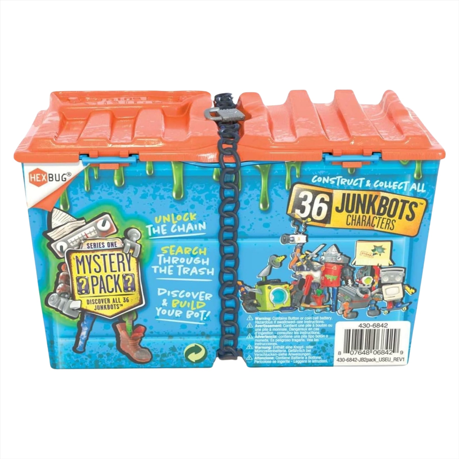 Hexbug Junkbots - Dumpster With 2 Unique Characters to Assemble in Each Box - Pack of 6 - Toptoys2u