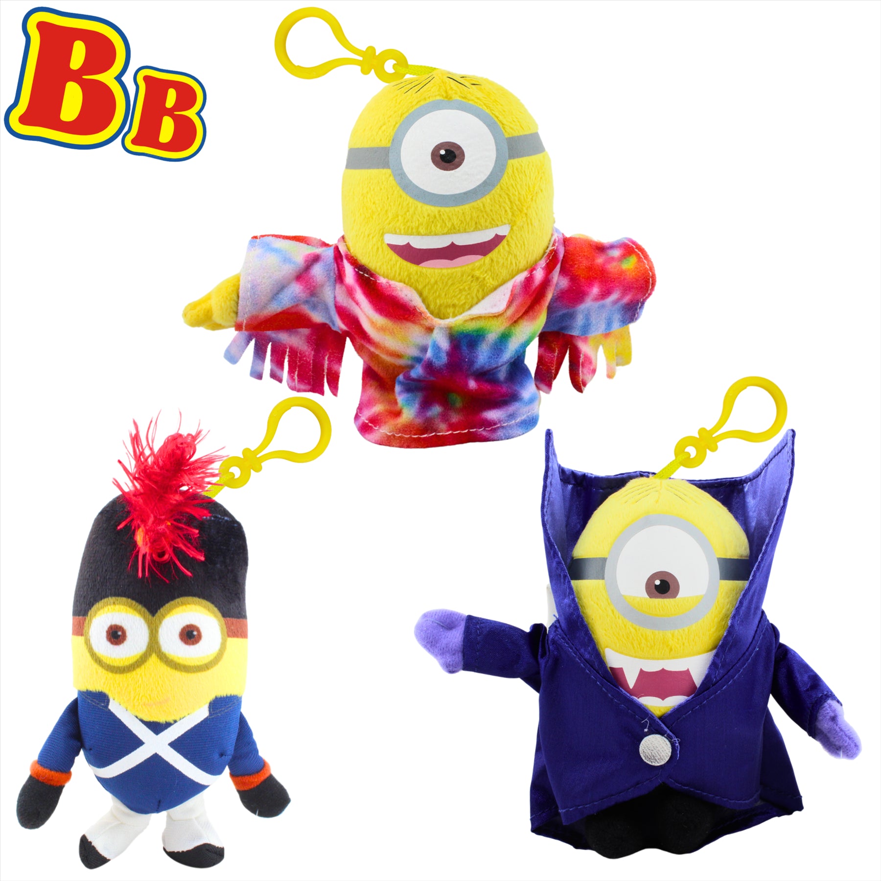 Despicable Me Minions 14cm Super Soft Gift Quality Plush Toy Key Clips - Set 1 Pack of 3 - Toptoys2u