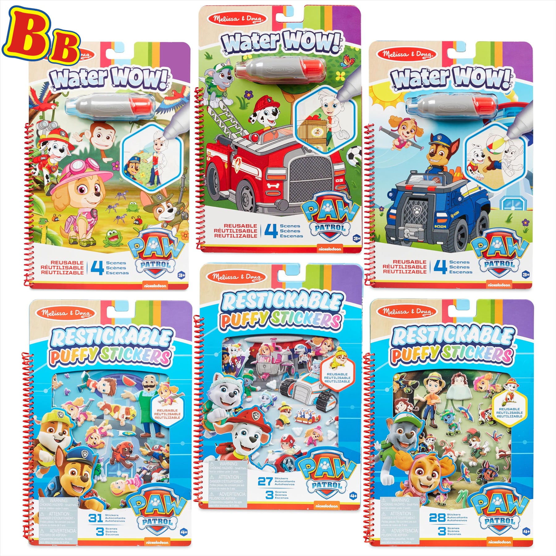 Melissa and Doug Children's Sticker and Activity Book Bundles - Set of All 6 Paw Patrol Books - 3x 3D Sticker Books and 3x Water Wow! Activity Books - Toptoys2u