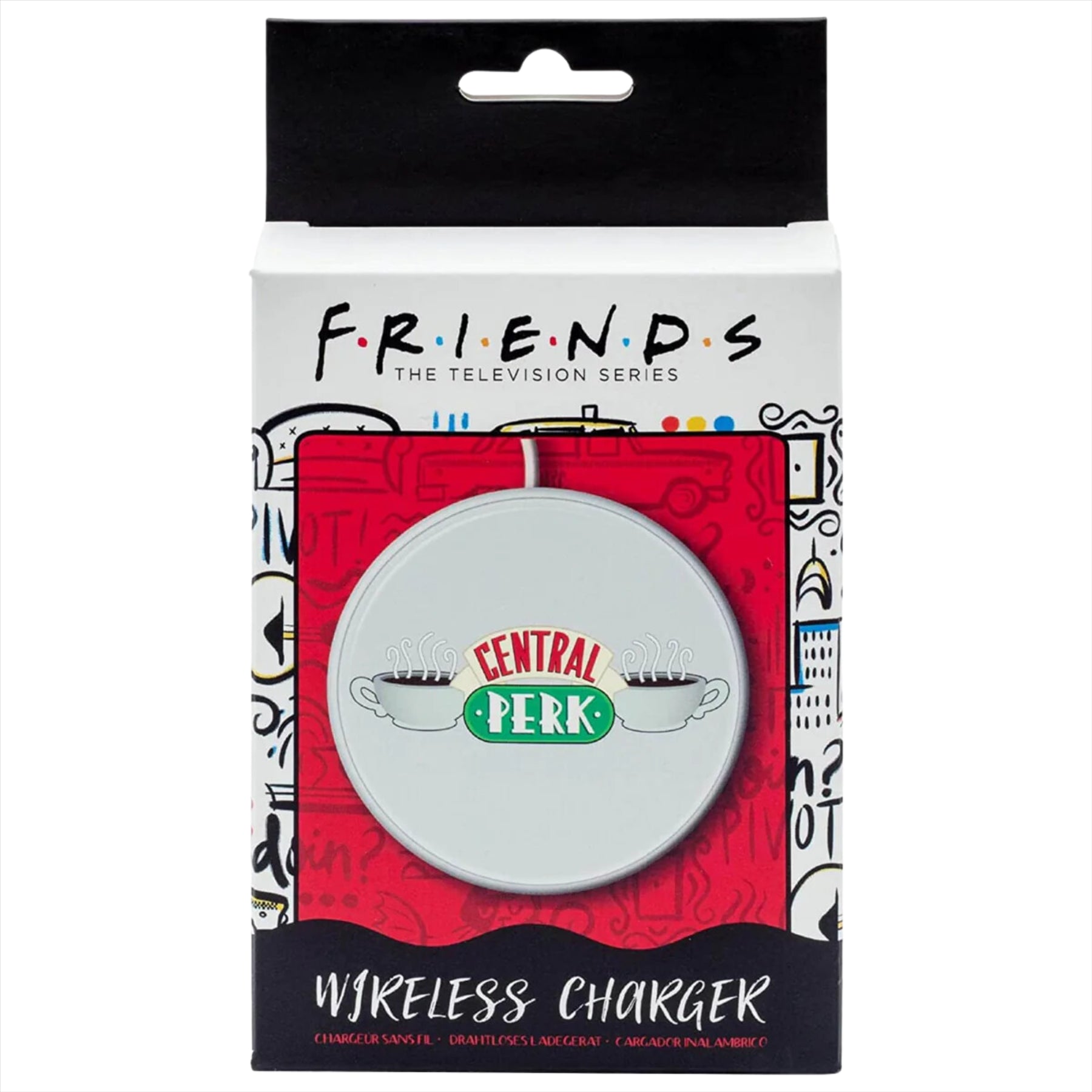 Friends TV Show Latte Glass, Wireless Phone Charger, and Pencil Case - 3-Piece Merchandise Bundle - Toptoys2u