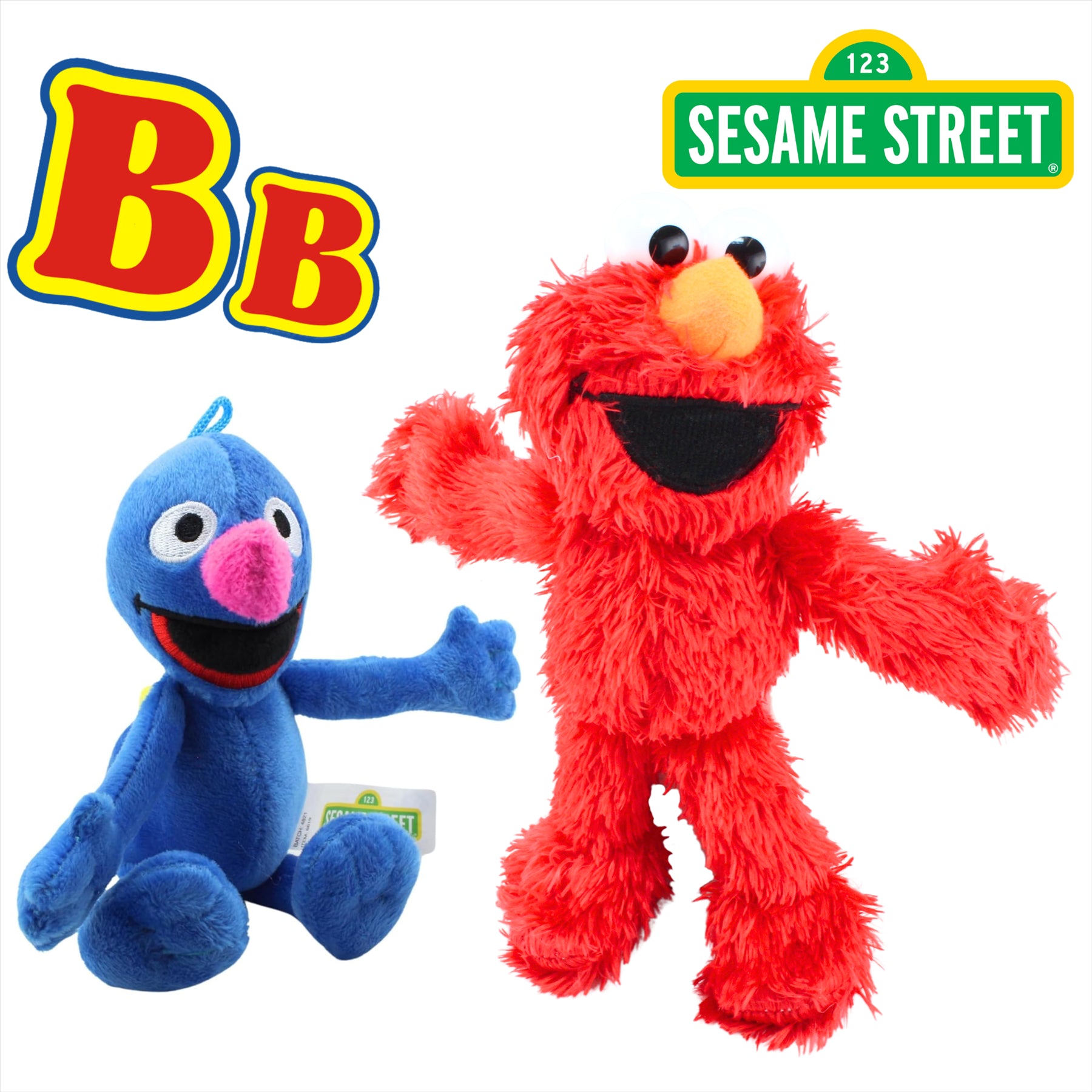 Sesame Street Super Soft Elmo 21cm and Grover 15cm Gift Quality Plush Toy Bundle - Toptoys2u