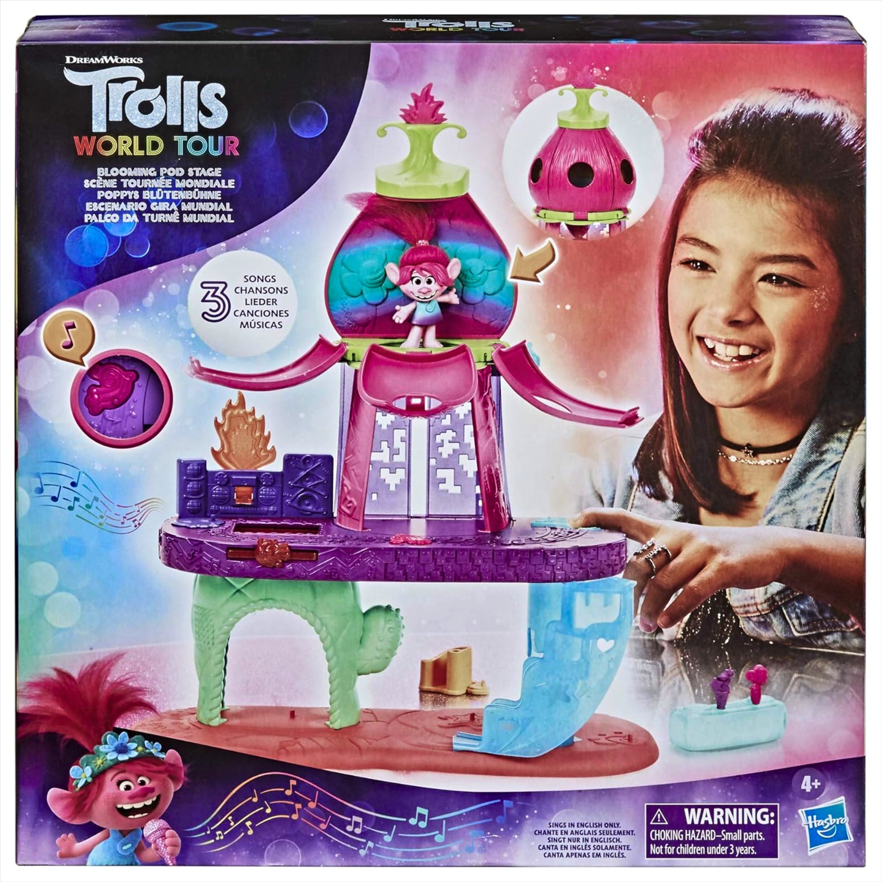 Trolls World Tour Blooming Pod Stage Musical Toy Playset with Poppy Figure - Plays 3 Different Songs - Toptoys2u