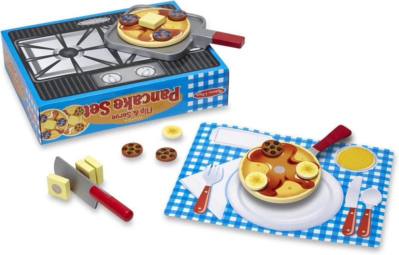 Melissa & Doug Flip and Serve Pancake Set - Wooden Breakfast Play Food - Toptoys2u