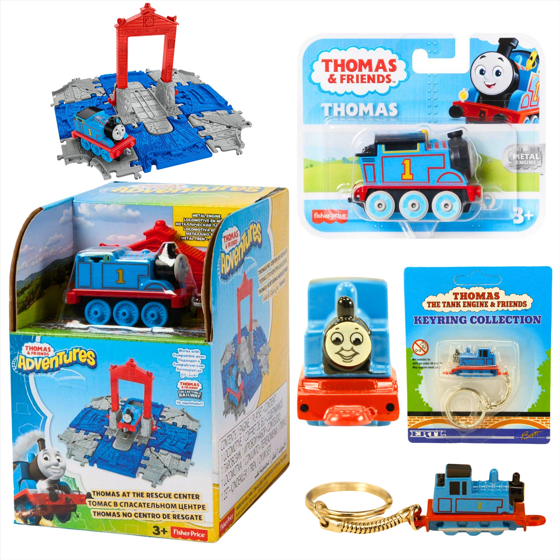 Thomas and Friends Rescue Center Playset, Diecast Thomas Keyring, and Thomas Diecast Metal Engine Figure - Toptoys2u