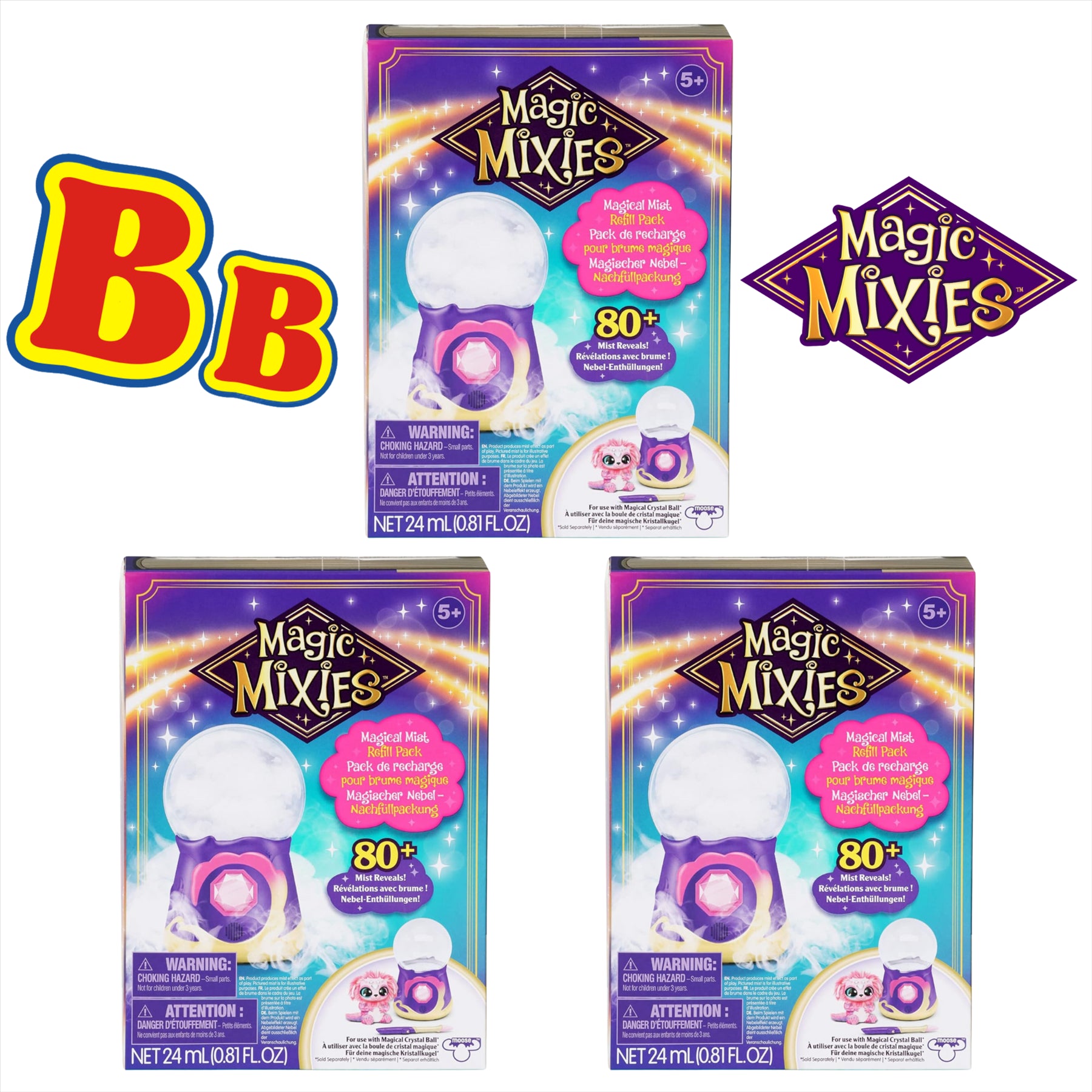 Magic Mixies Magical Mist and Spells 24ml Refill Pack for Magical Crystal Ball or Magic Cauldron - Pack of 3 - Toptoys2u