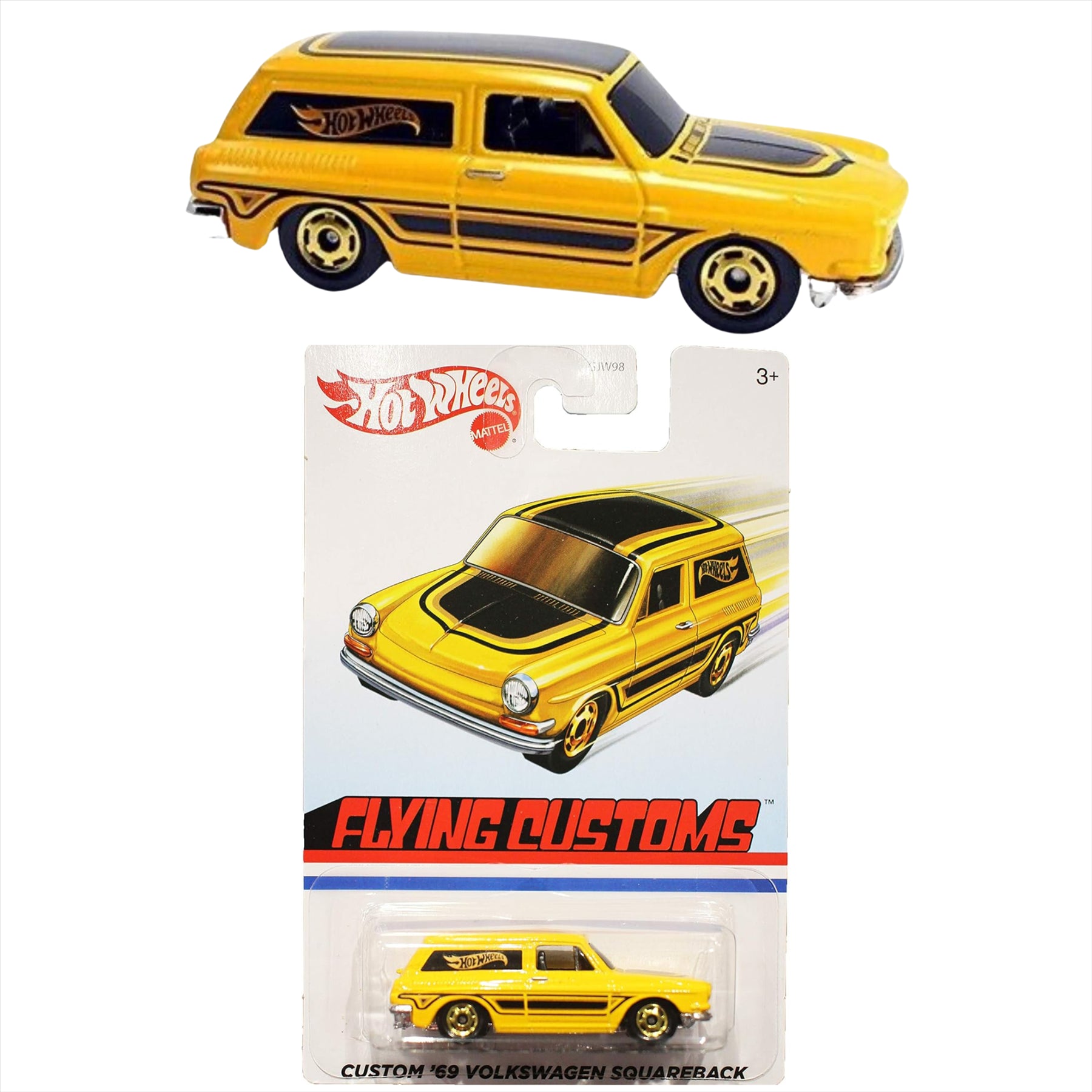 Hot Wheels Flying Customs 1:64 Scale Die Cast Toy Cars - '13 Copo Camaro, Audacious, 68 Nova, 69 VW Squareback, & '72 Chevy Luv - Pack of 5 - Toptoys2u