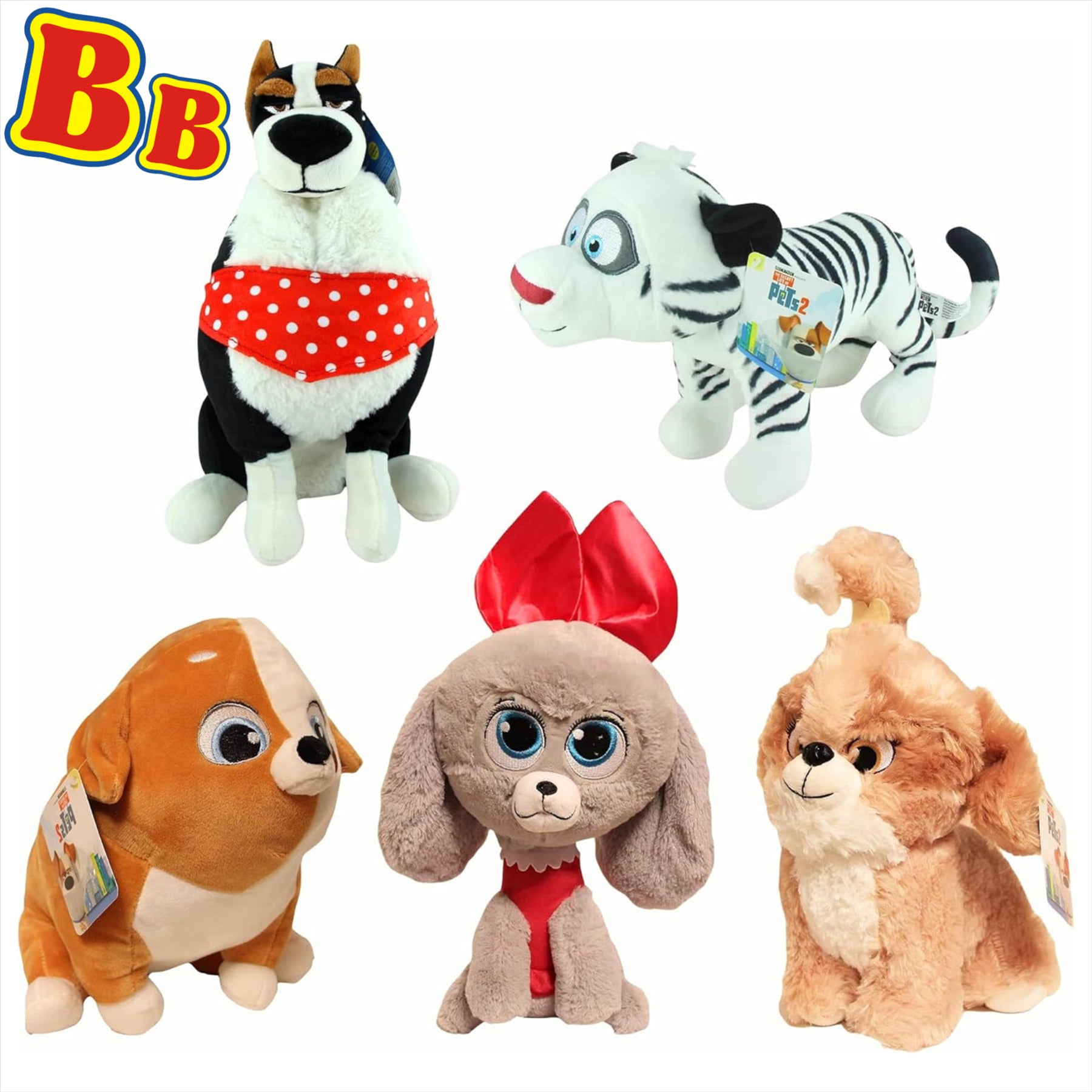 The Secret Life Of Pets 2 Super Soft Rooster, Hu, Pickles, Daisy, and Princess 28cm Plush Toys - Pack of All 5 - Toptoys2u