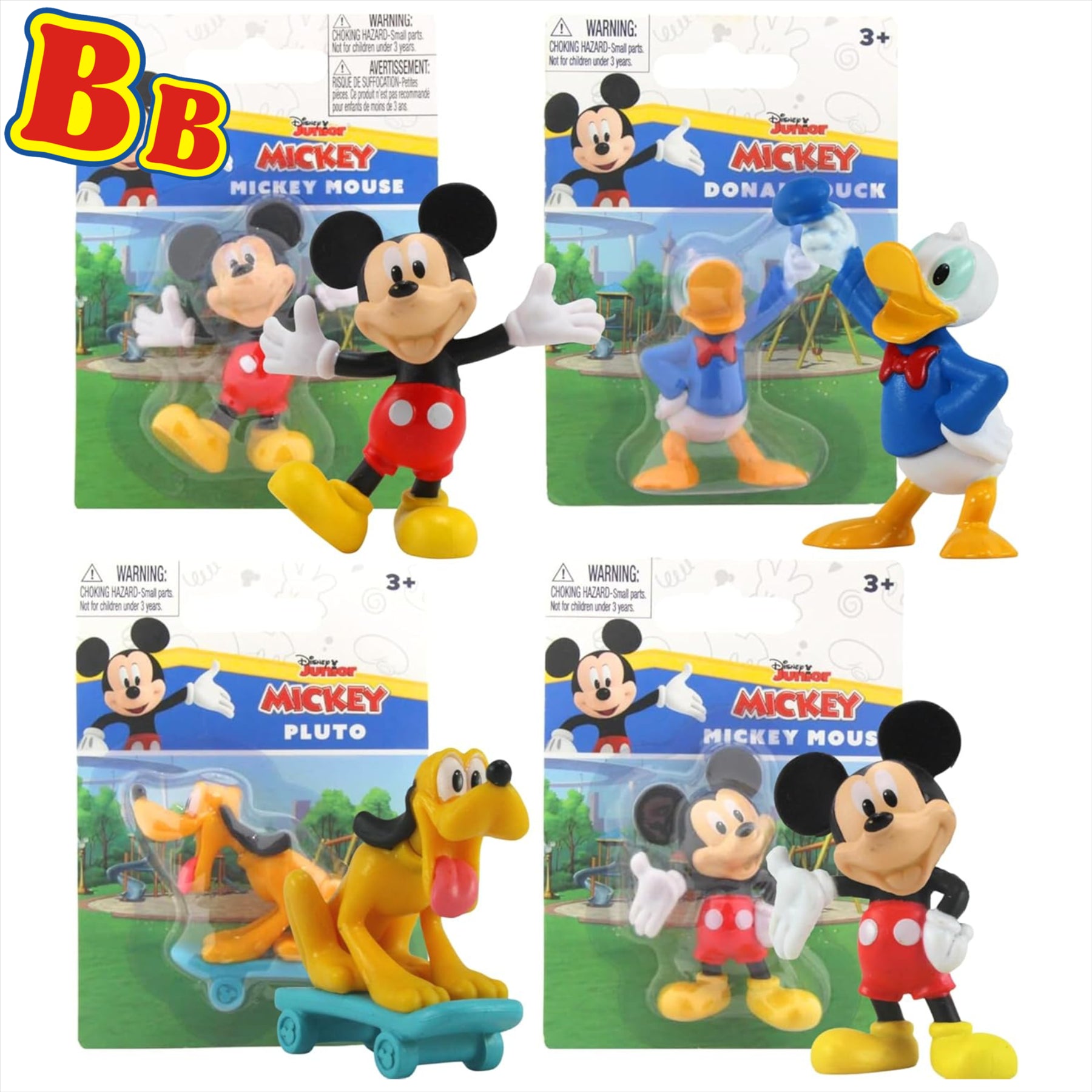 Disney Mickey Mouse, Pluto, and Donald Duck 6cm Collectible Miniature Figures Perfect as Cake Toppers - Pack of 4 - Toptoys2u