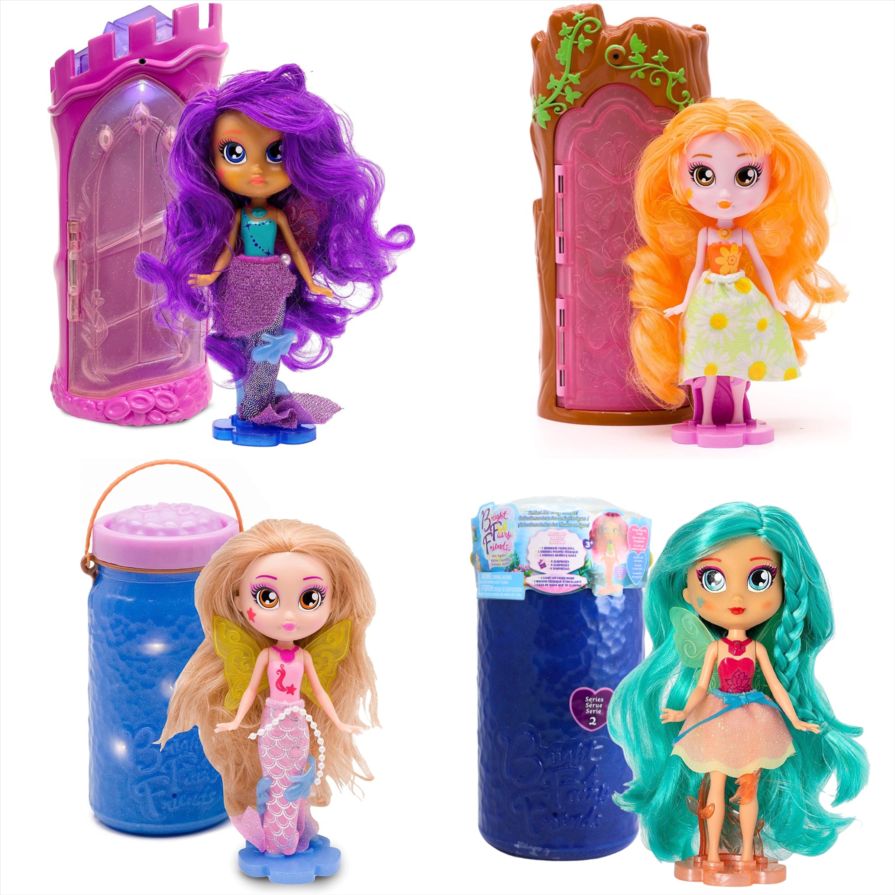 BFF Bright Fairy Friends Shine Together Mermaid and Fairy Doll Figure Blind Boxes - Pack of 4 - Toptoys2u