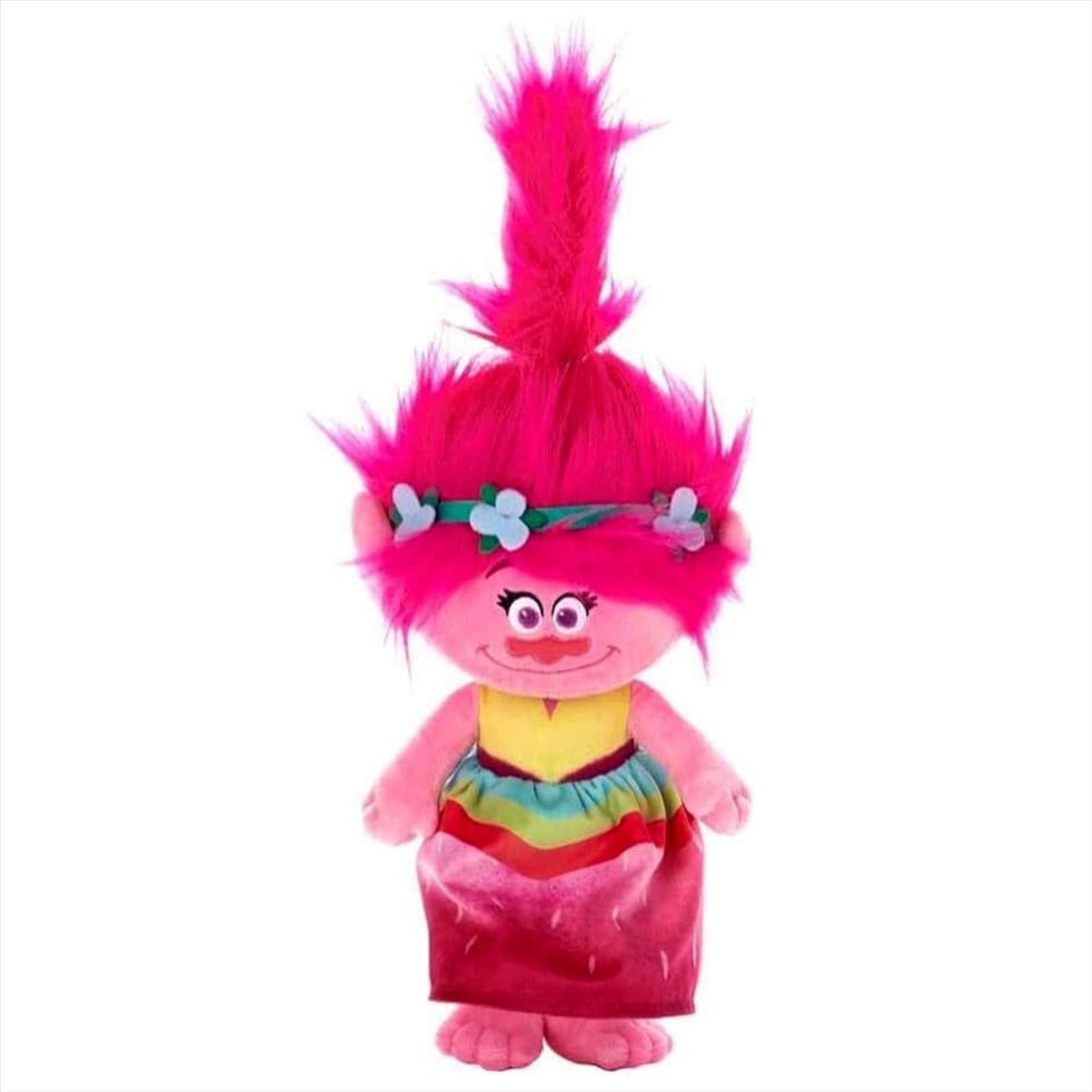 Trolls World Tour - Poppy in Rainbow Dress 45cm 18" Super Soft Plush Toy - Toptoys2u