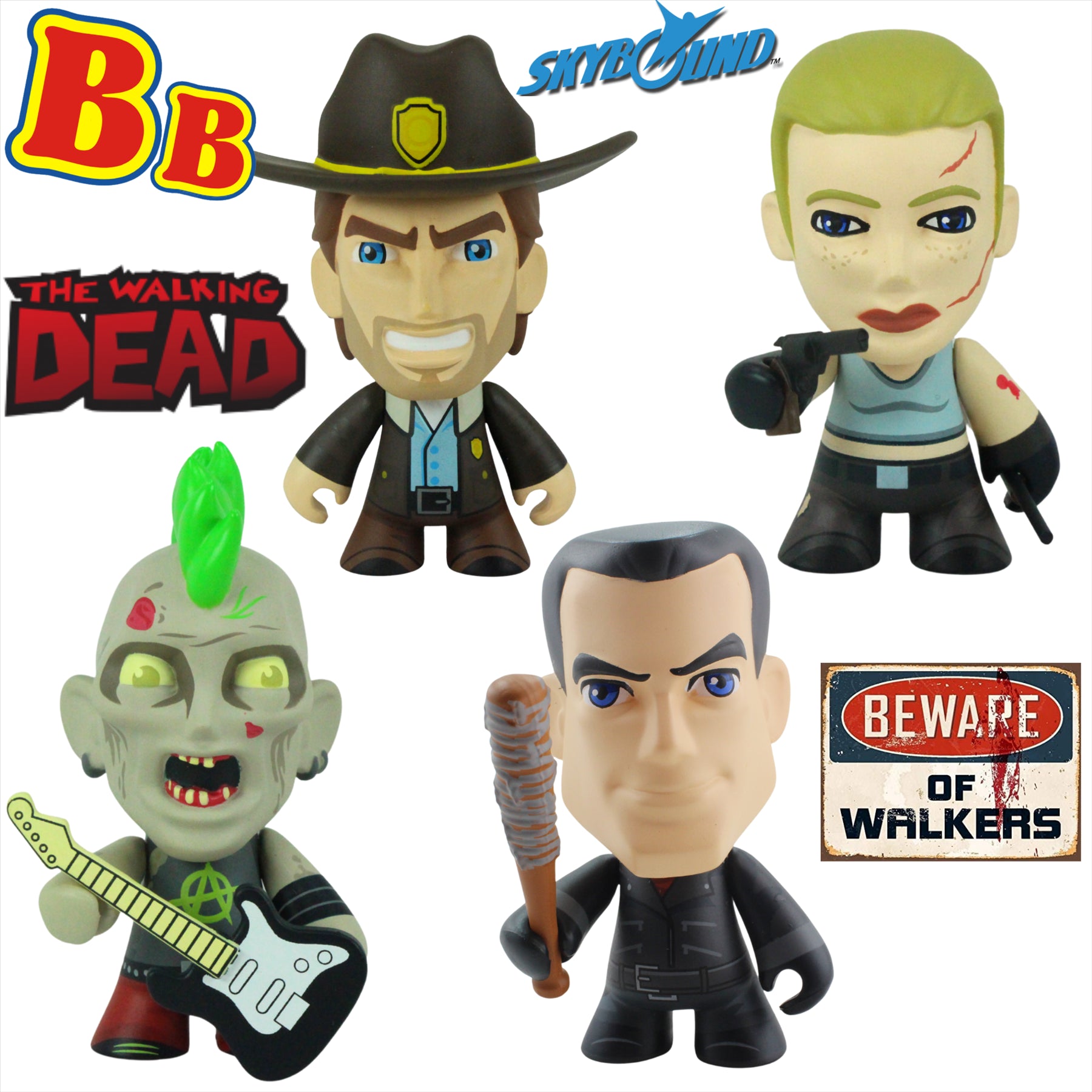 Skybound Minis Series 1 - The Walking Dead 3" 8cm Articulated Collectible Figure Sets - Rick Grimes, Andrea, Zombie Punk, and Negan - Toptoys2u