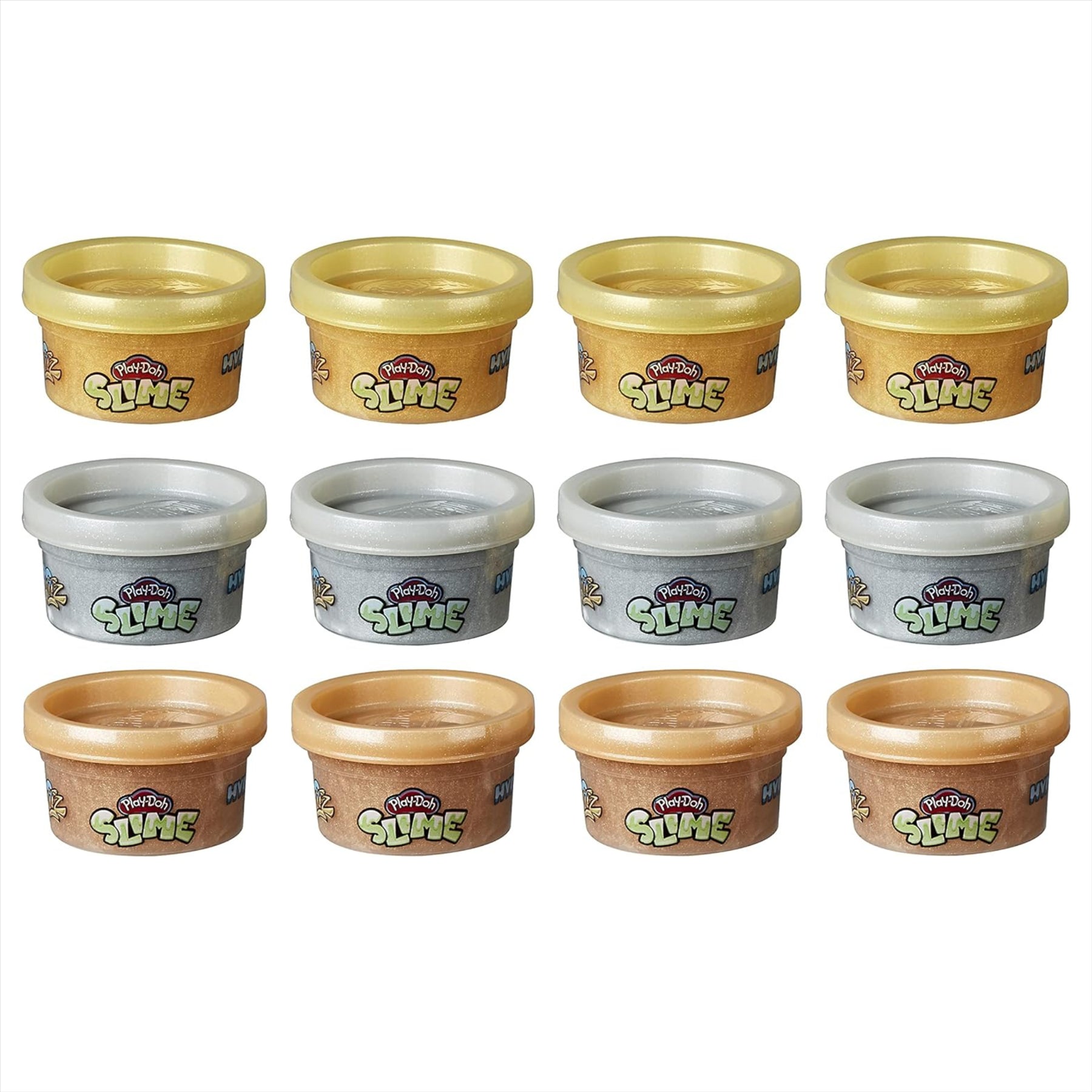 Play-Doh Slime HydroGlitz Gold Collection - 3 Different Liquid Colours - Pack of 12 - Toptoys2u