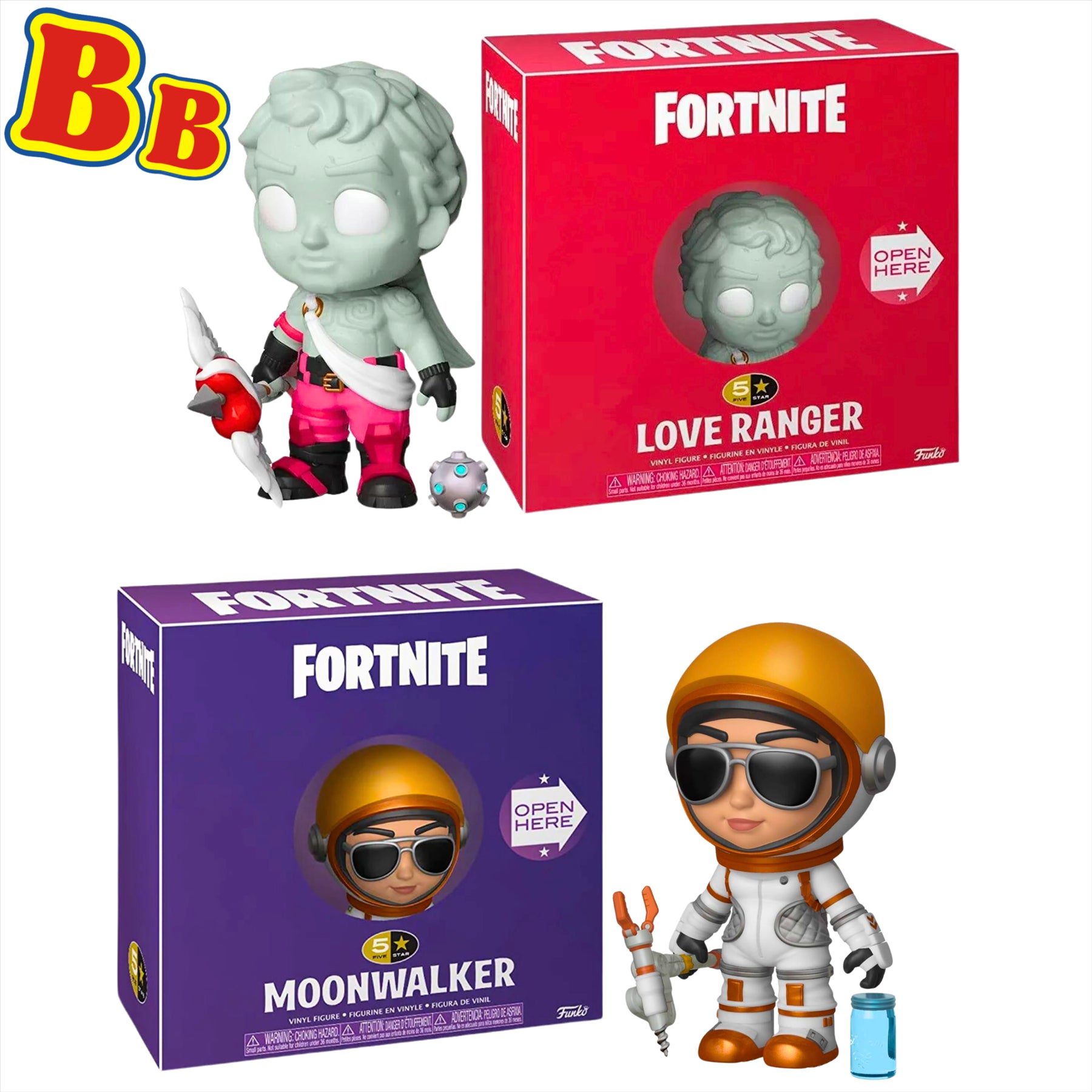 Funko 5 Star Fortnite Moonwalker and Love Ranger 8cm Collectible Toy Figures and Accessories - Twin Pack - Toptoys2u