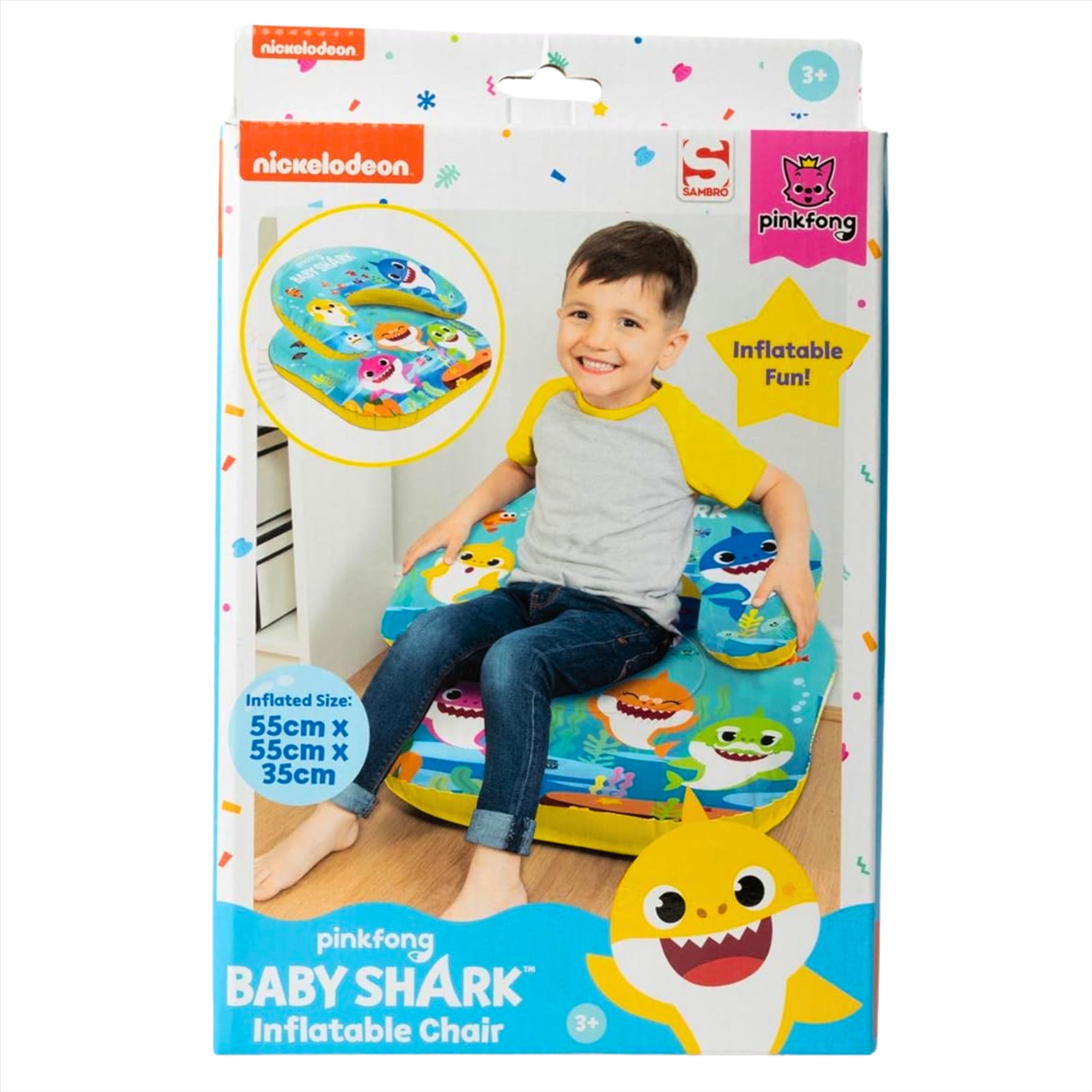 Baby Shark Kids Inflatable Chair 55x55x35cm Portable Seat - Toptoys2u