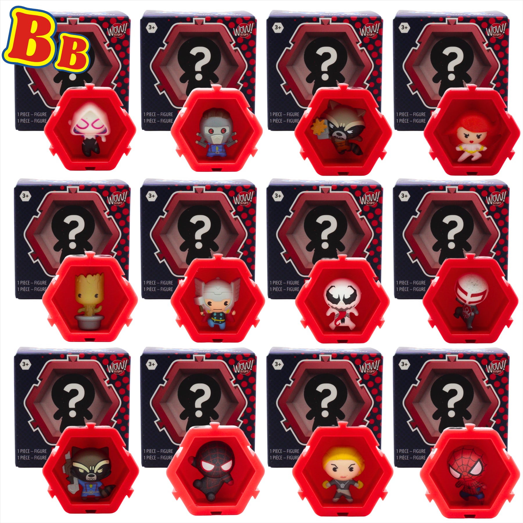 Nano Pods Marvel Collect and Connect 4.5cm Identified Miniature Toy Figures - Full Set of All 12 - Toptoys2u