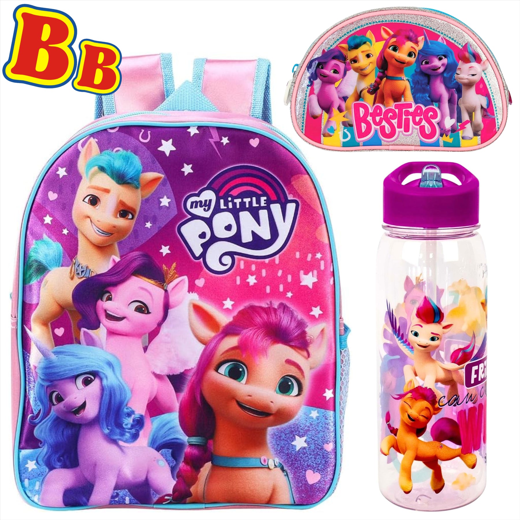 My Little Pony 3-Pack School Bundle - Backpack, Pencil Case, and Water Bottle - Toptoys2u