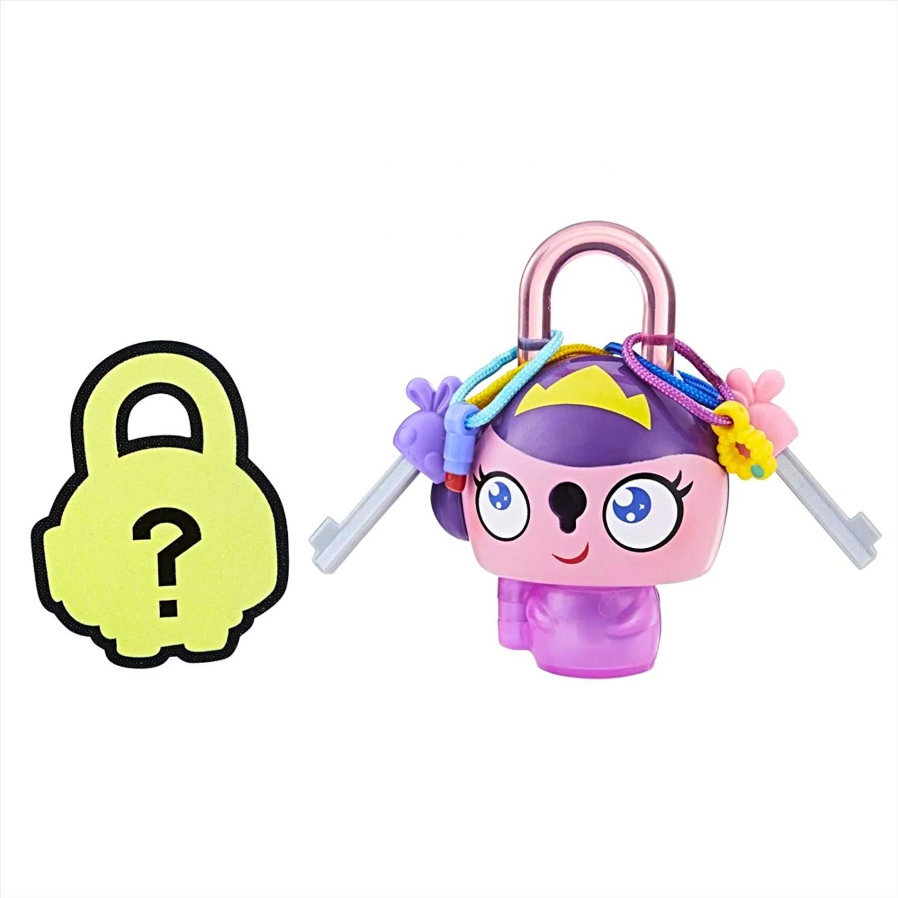 Lock Stars Series 1 Pink Robot, Cactus, Caveman, and Purple Princess Collectible Miniature 7cm Toy Figure Lock-On Clips with Accessories - Pack of 4 - Toptoys2u