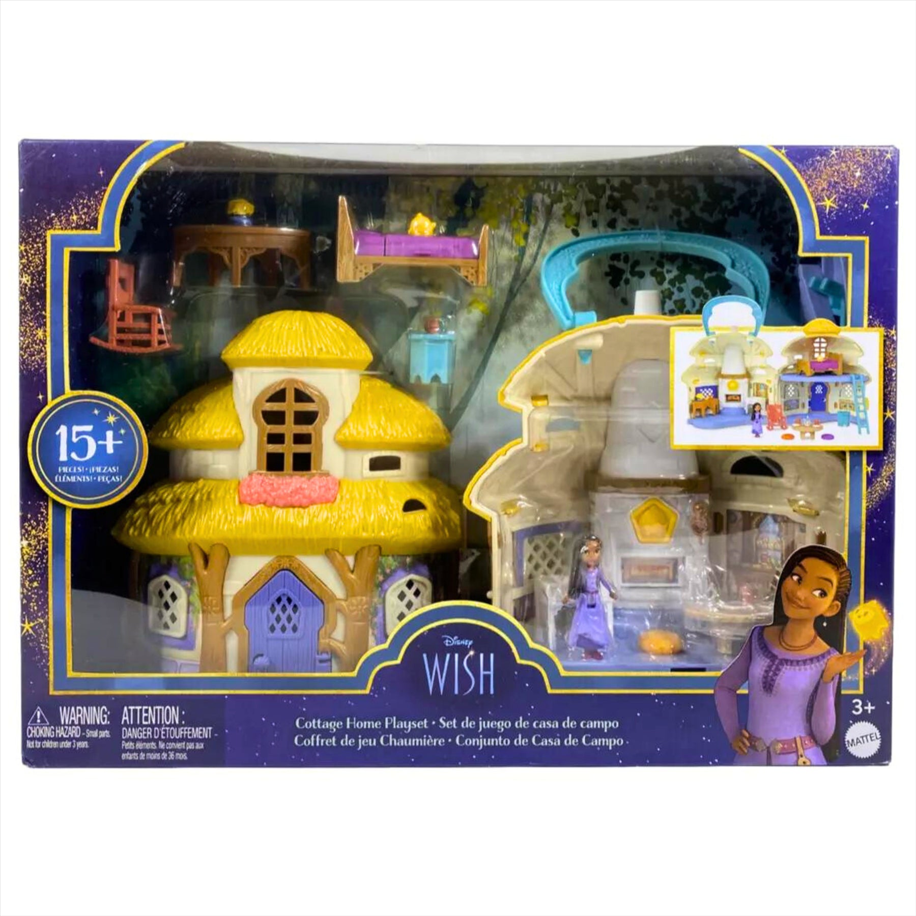 Disney Wish Cottage Home Playset with Asha Doll, Star Figure, and 15+ Furniture Accessories - Toptoys2u