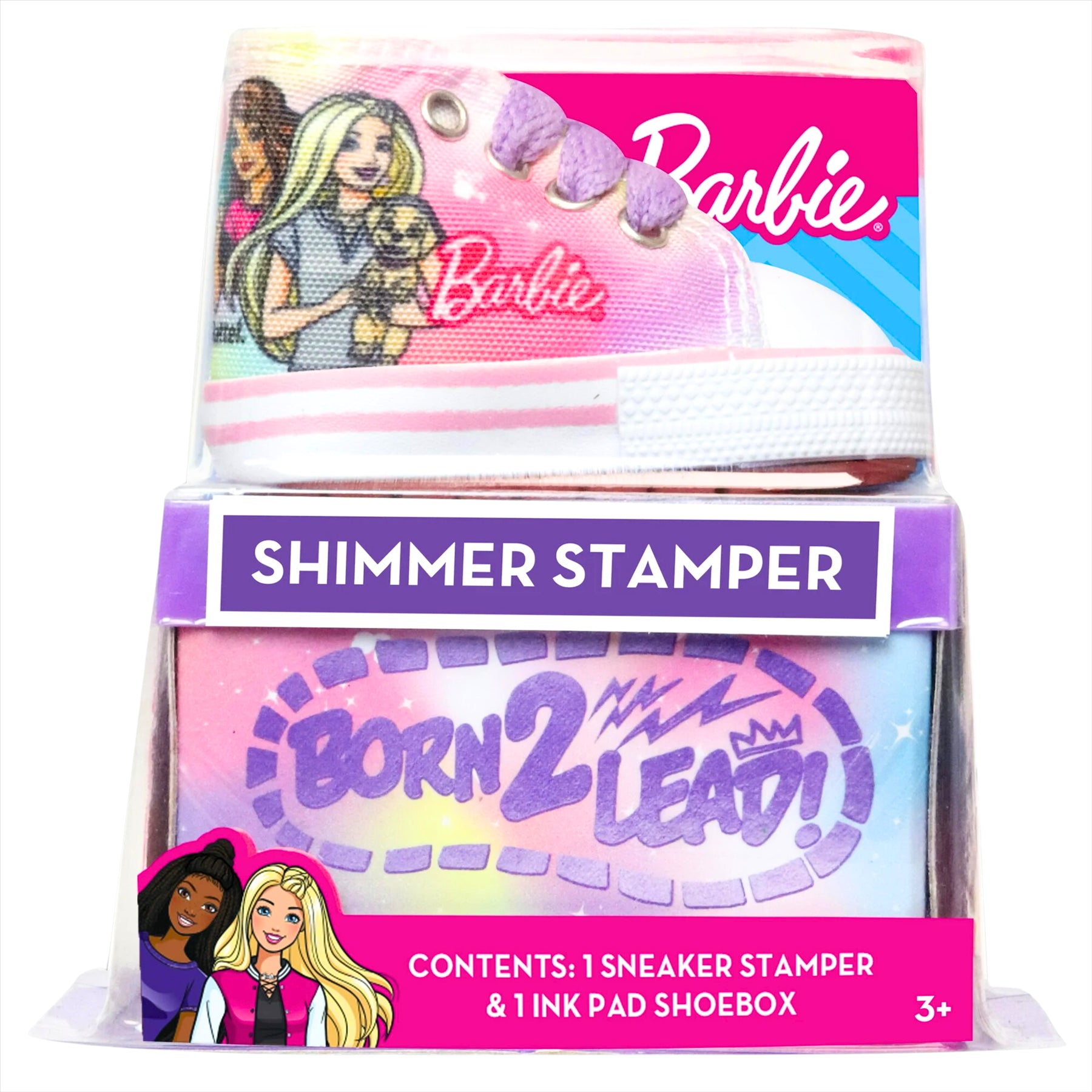 Barbie Shimmer Stampers Born 2 Lead and We Dream Together Creative Toy Shoe Stamp-Pads with Glitter Ink - Twin Pack - Toptoys2u