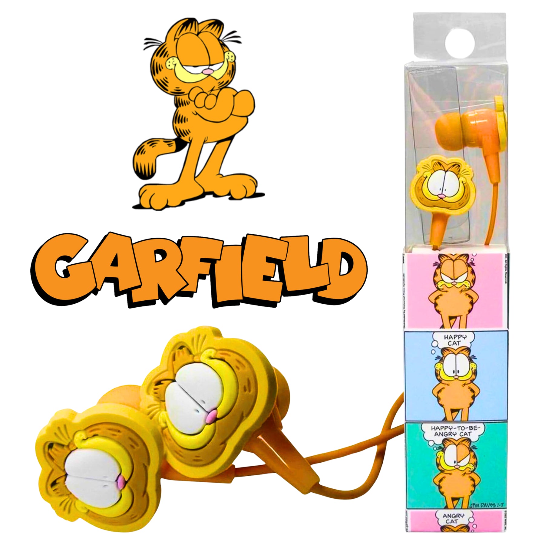 Garfield Character Orange Silicone Rubber In-Ear Earphones/Headphones 3.5mm Jack - Toptoys2u