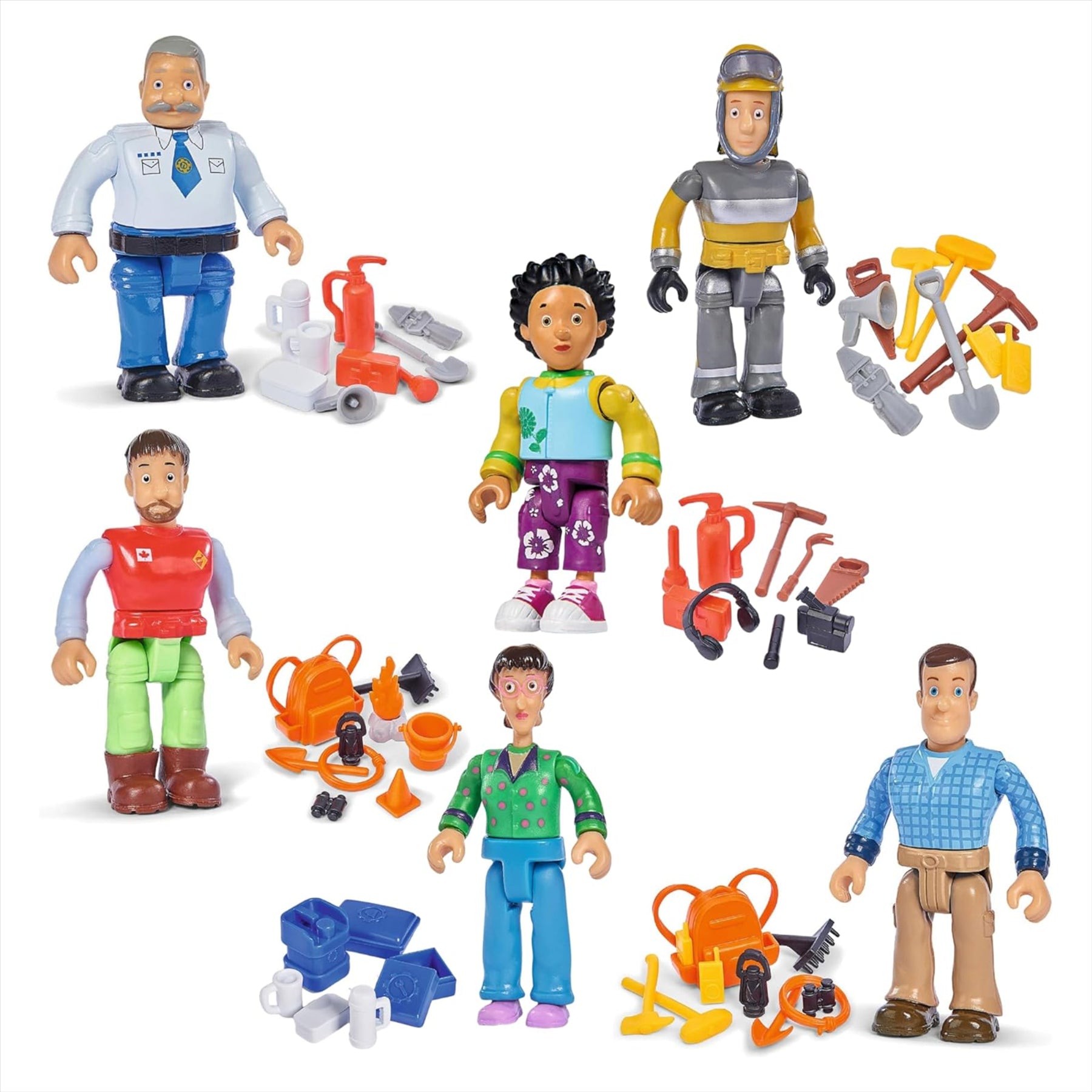 Fireman Sam Articulated Figure Capsule Characters 6-Pack - All 6 Characters - Toptoys2u