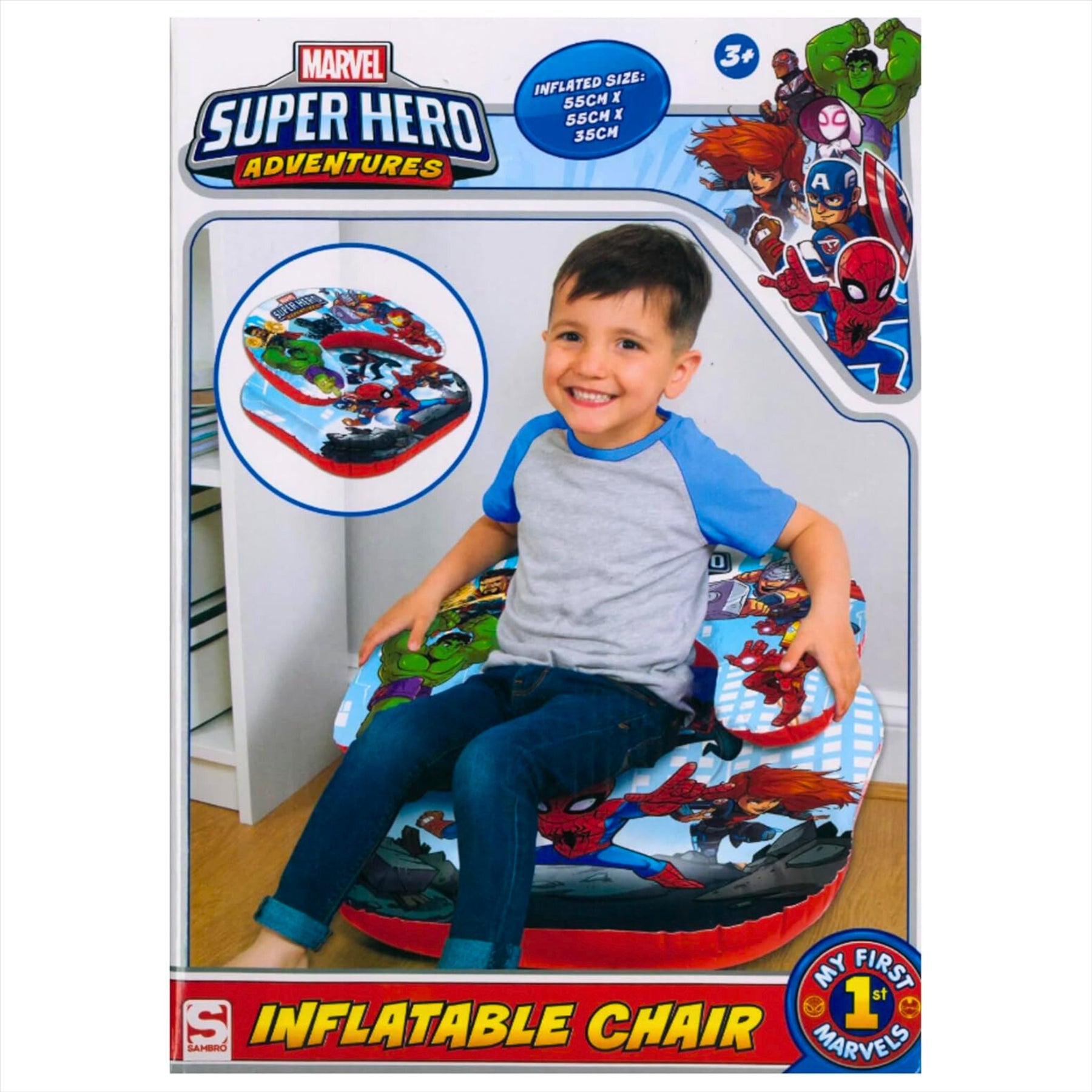 Marvel Super Hero Adventures Kids Inflatable Chair 55x55x35cm Portable Seat - Toptoys2u