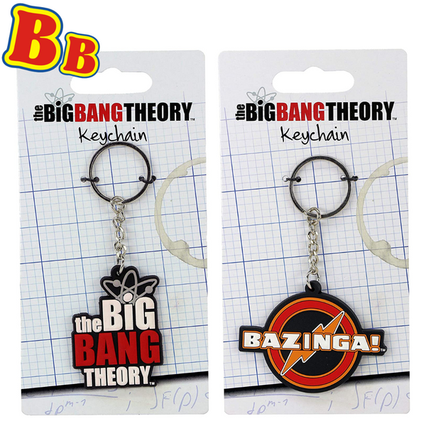 The Big Bang Theory Laser Cut Rubber Keychain Twin Pack - Includes Bazinga and Logo Designs - Toptoys2u