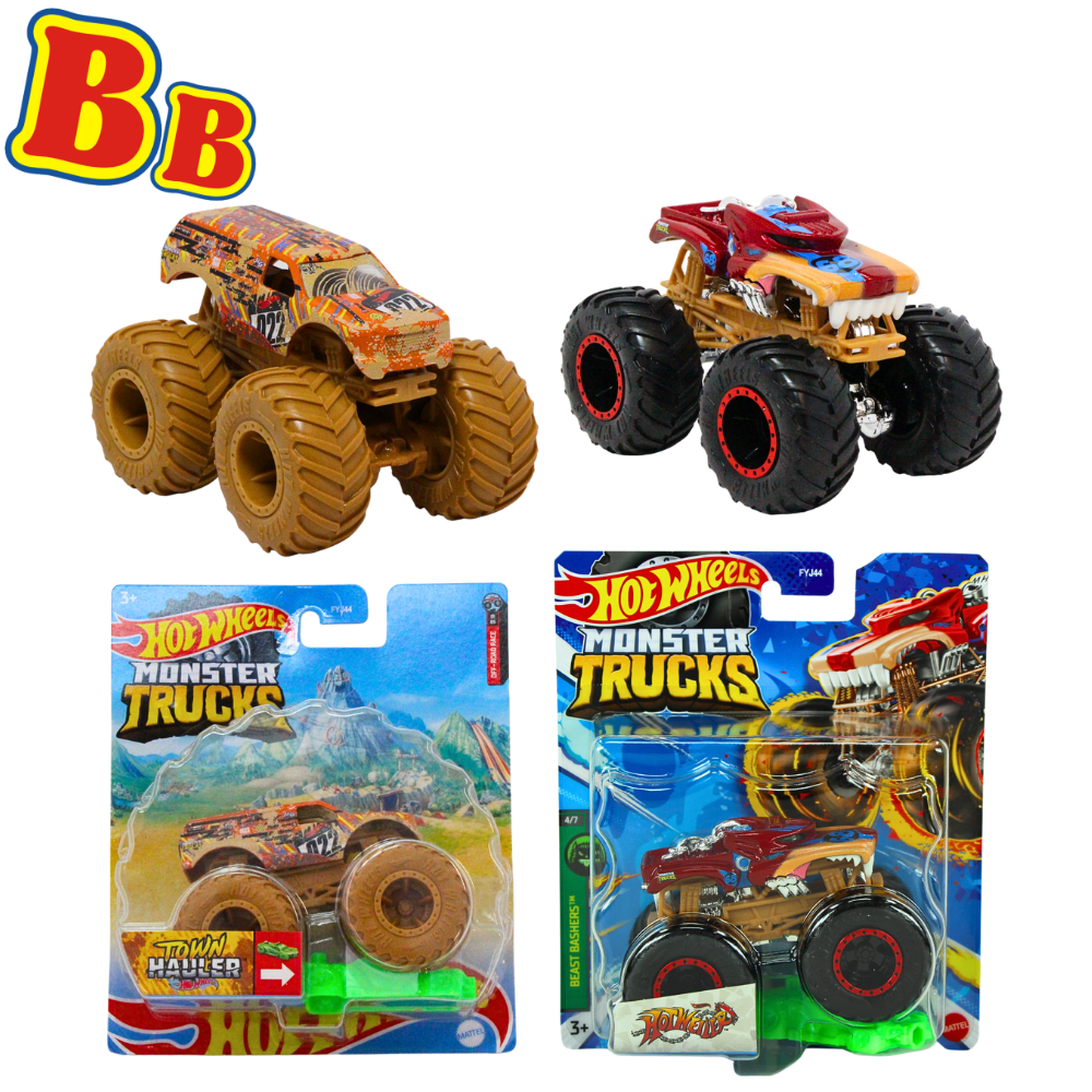 Hot Wheels Monster Trucks - 1:64 Scale Diecast - Town Hauler & Hotweiler - Twin Pack - Toptoys2u