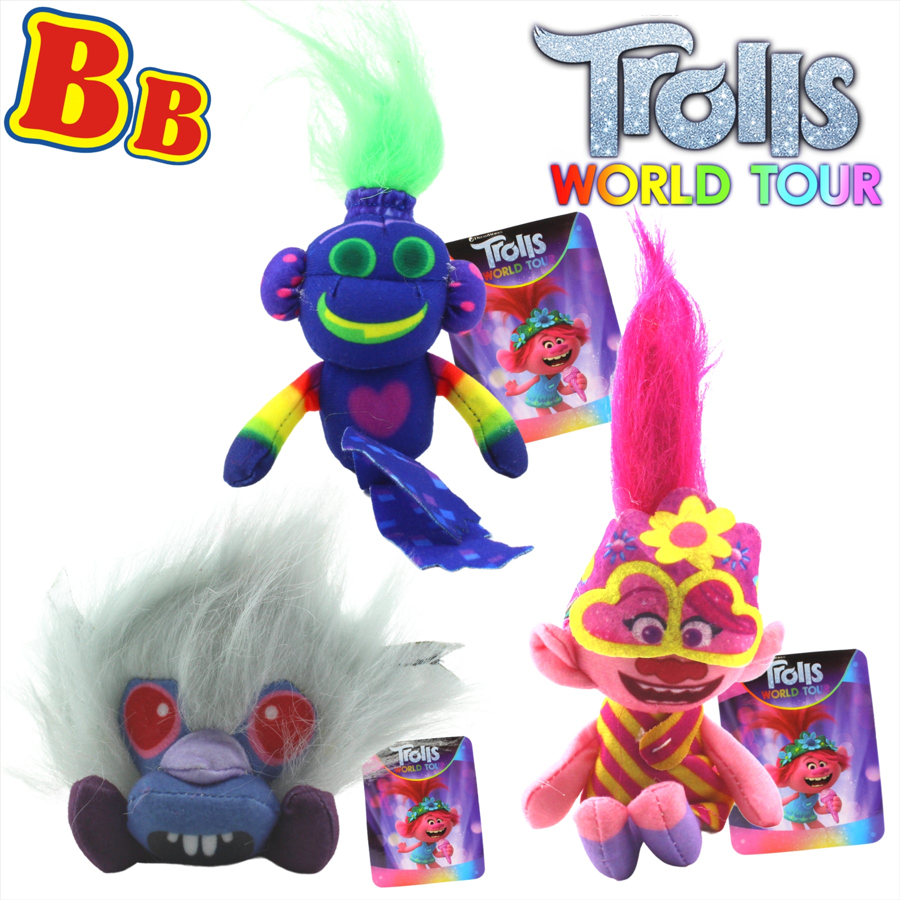 Trolls World Tour 6" Super Soft Plush Toy Set - King Trollex, Debbie, and Poppy - Toptoys2u