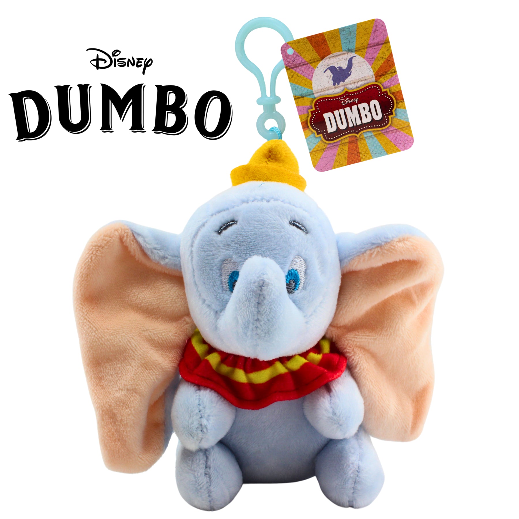 Disney Super Soft Blue Dumbo 11cm Plush Toy Bag Clip - Toptoys2u