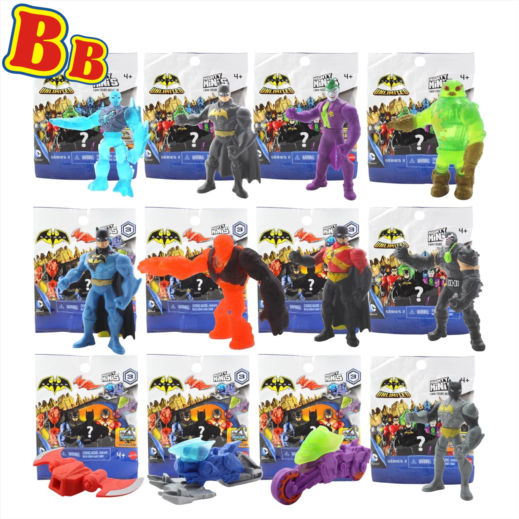 Batman Mighty Mini's - Identified Blind Bag Articulated 2" 5cm Collectible Figures - Complete Set of All 12 - Toptoys2u