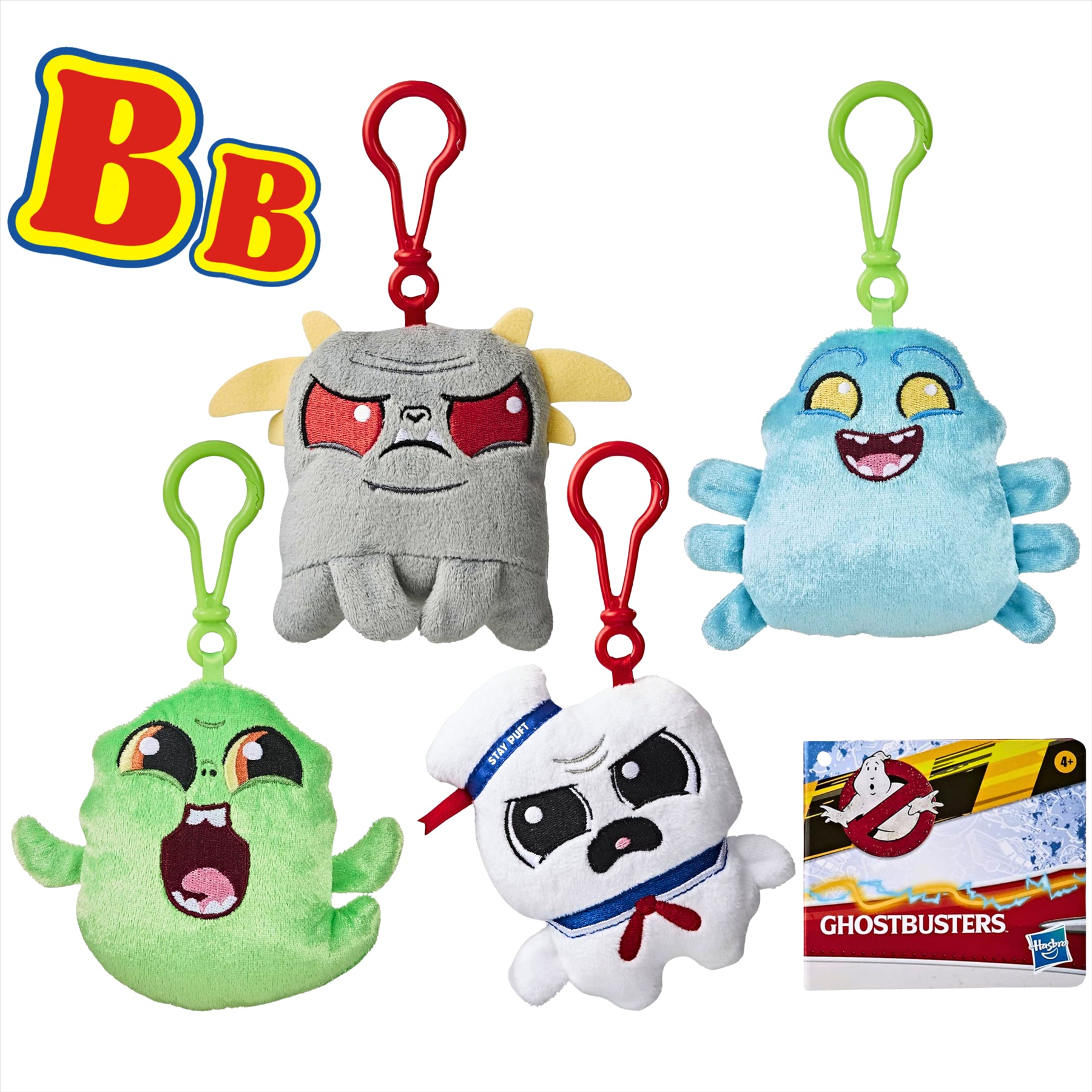 Ghostbusters Paranormal Plushies Super Soft 11cm Gift Quality Plush Toy Bagclips - Pack of All 4 - Stay-Puft, Slimer, Tiger, and Muncher - Toptoys2u