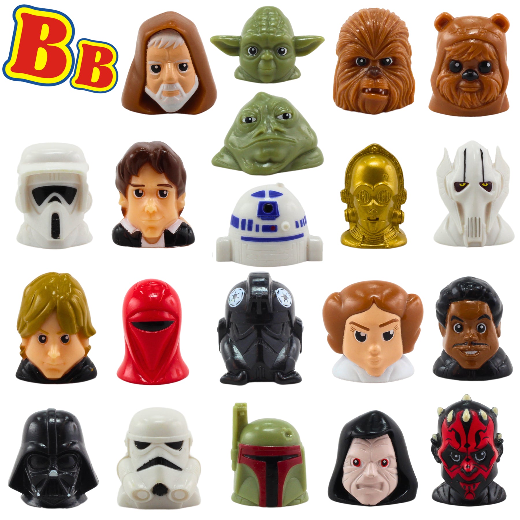 Star Wars Wikkeez Collectible 2.5-3cm Toy Figure Heads - Complete Identified Set of 20 - Toptoys2u