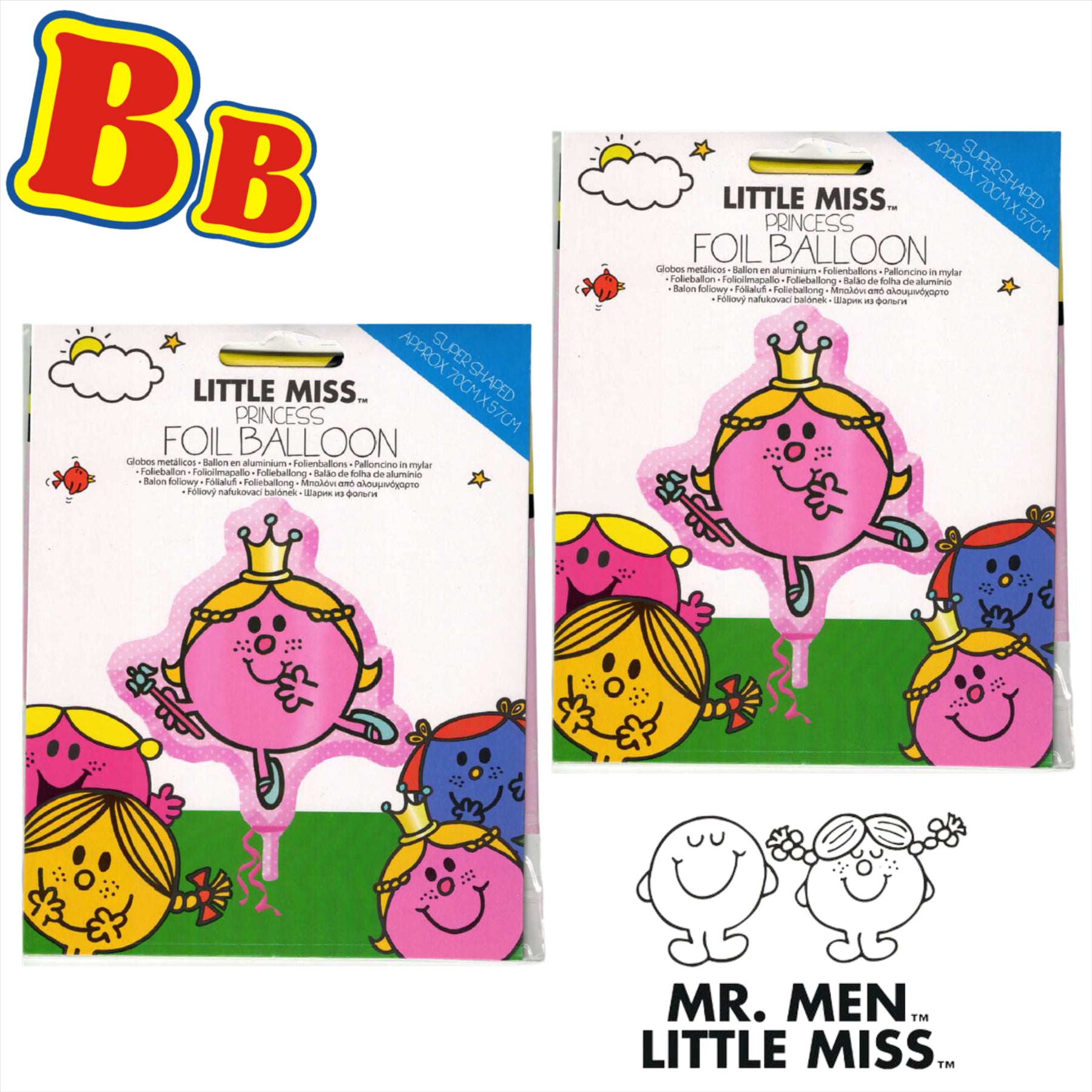 Mr Men Little Miss Princess Super Shape Foil Party Balloon - Twin Pack - Toptoys2u