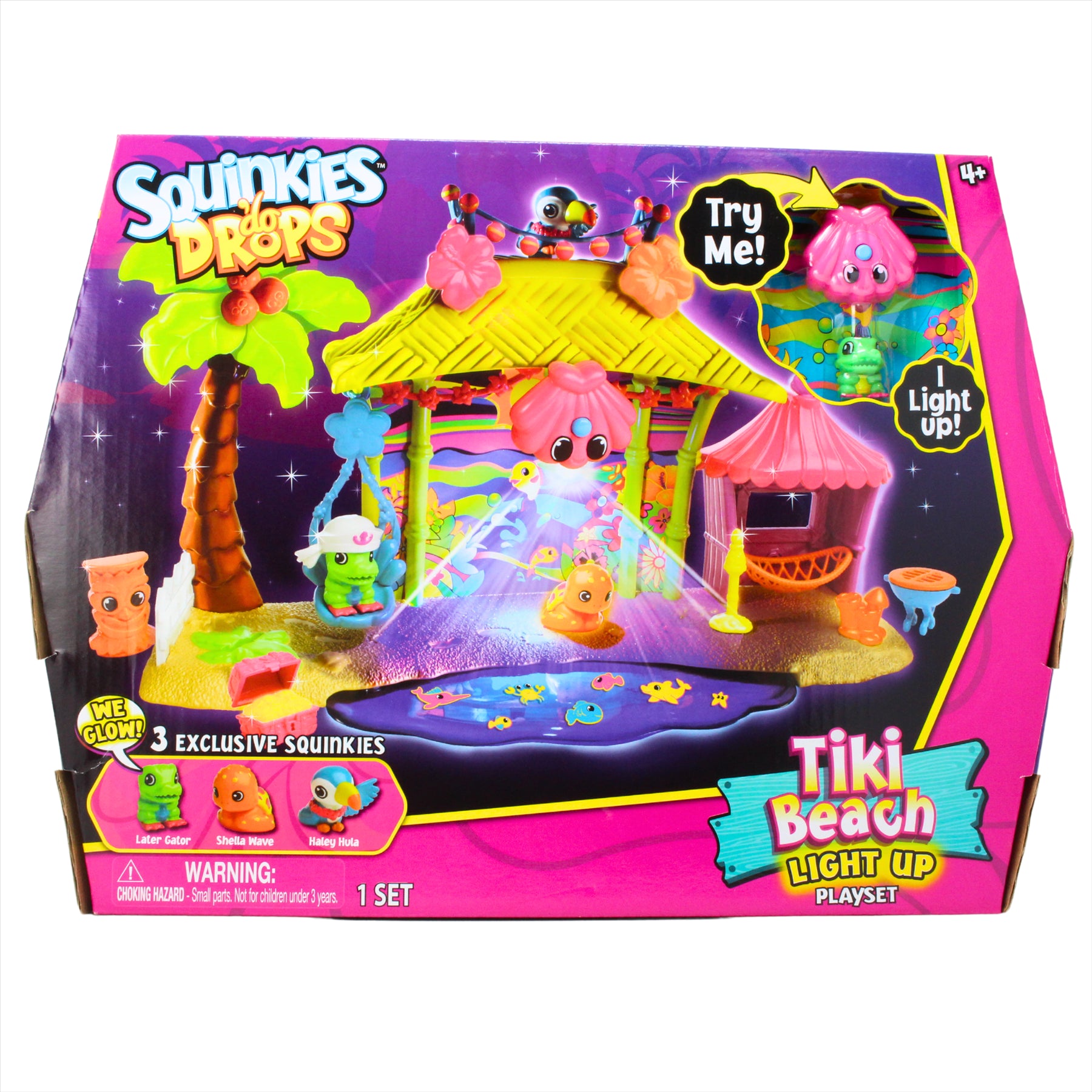 Squinkies 'do Drops Tiki Beach Light-Up Toy Playset with 3 Exclusive Miniature Glow Figures - Toptoys2u